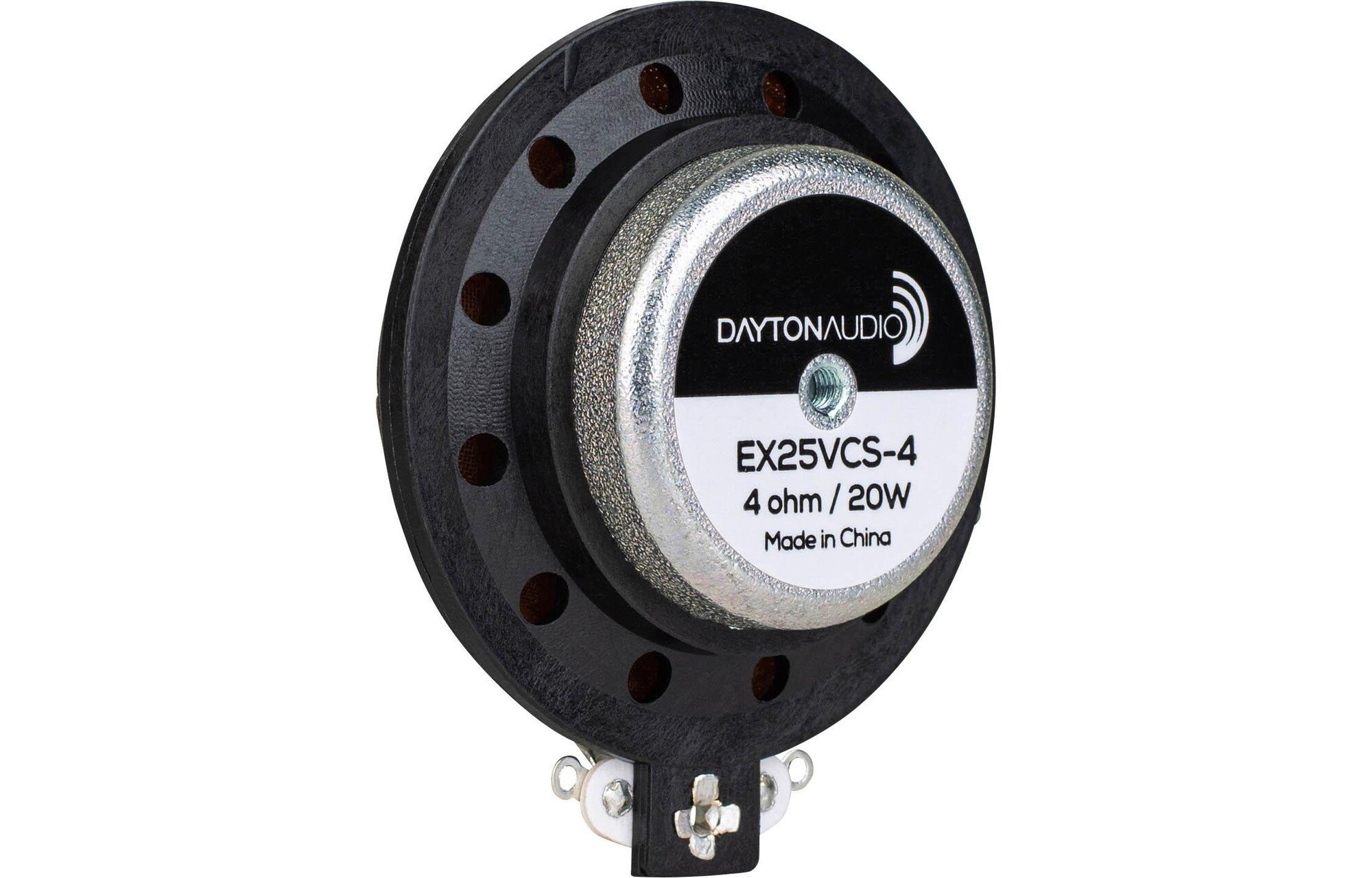 Dayton Audio EX25VCS-4 szellőztetett kónuszú felfüggesztés 25mm cserélhető hardveres rögzítés, rezonátor 20W 4 Ohm