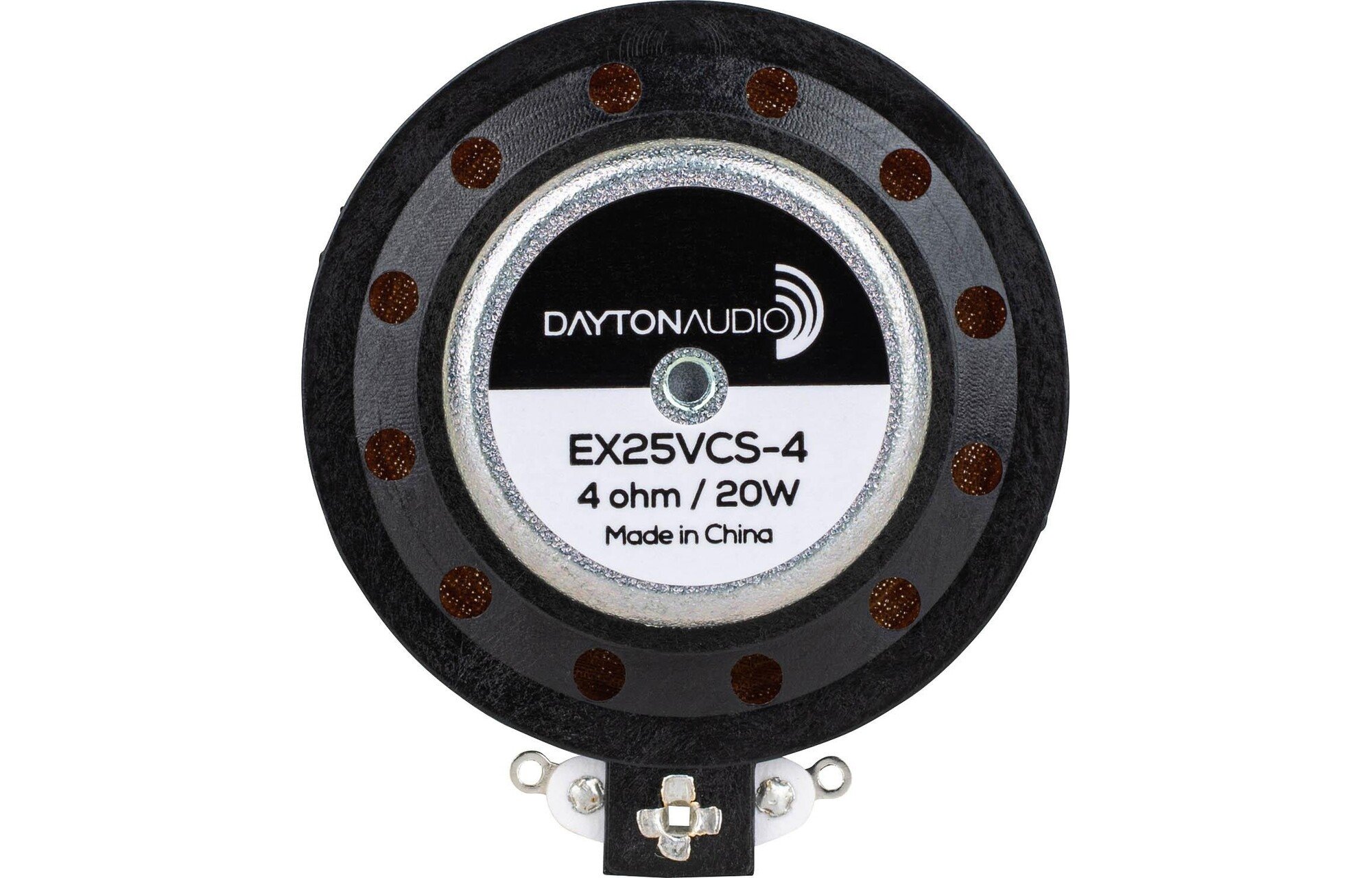 Dayton Audio EX25VCS-4 szellőztetett kónuszú felfüggesztés 25mm cserélhető hardveres rögzítés, rezonátor 20W 4 Ohm