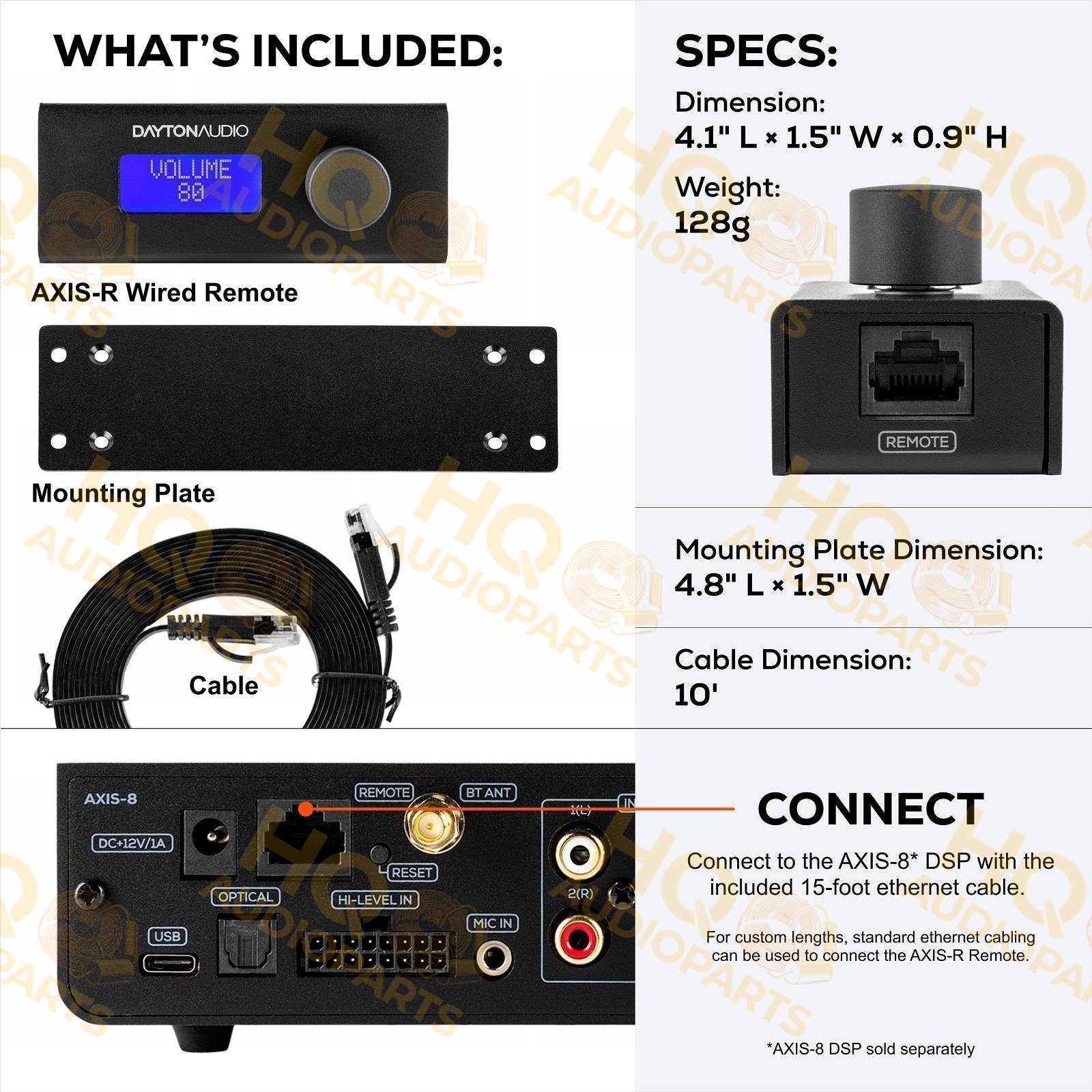 Dayton Audio AXIS-R vezetékes távirányító AXIS és DSP-408 processzorokhoz