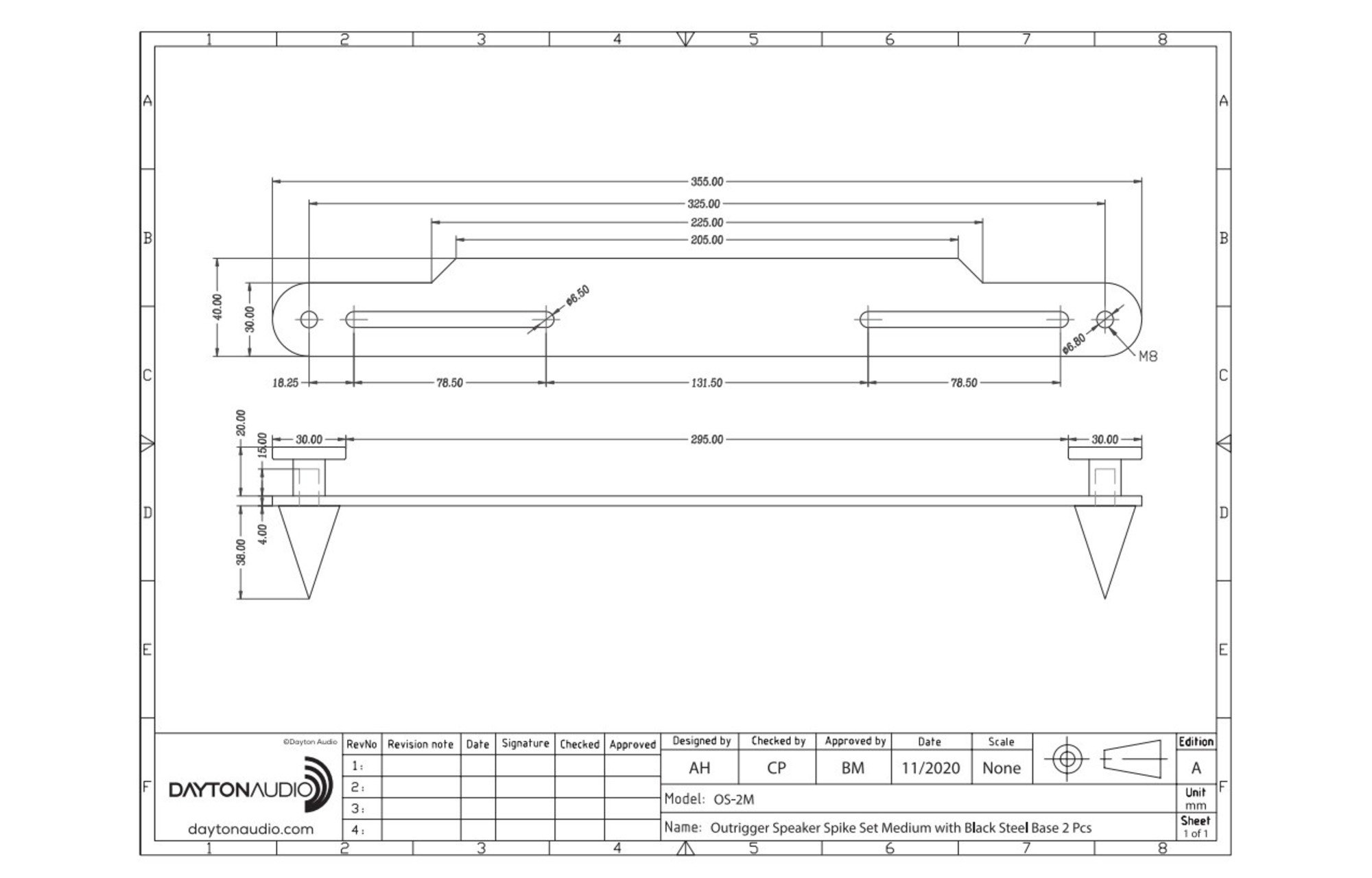 Dayton Audio OS-2M Outrigger HD hangsugárzó tüskekészlet 2 db | Közepes