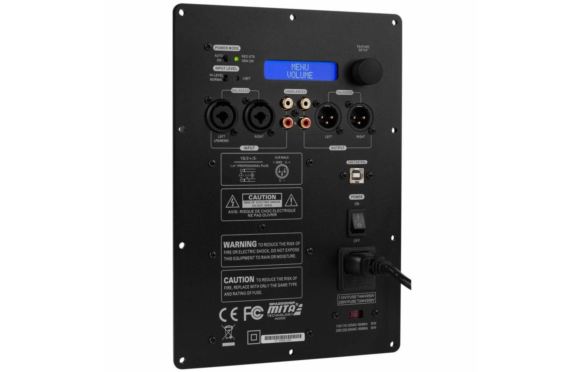 Dayton Audio SPA250DSP submélysugárzó Panelerősítő