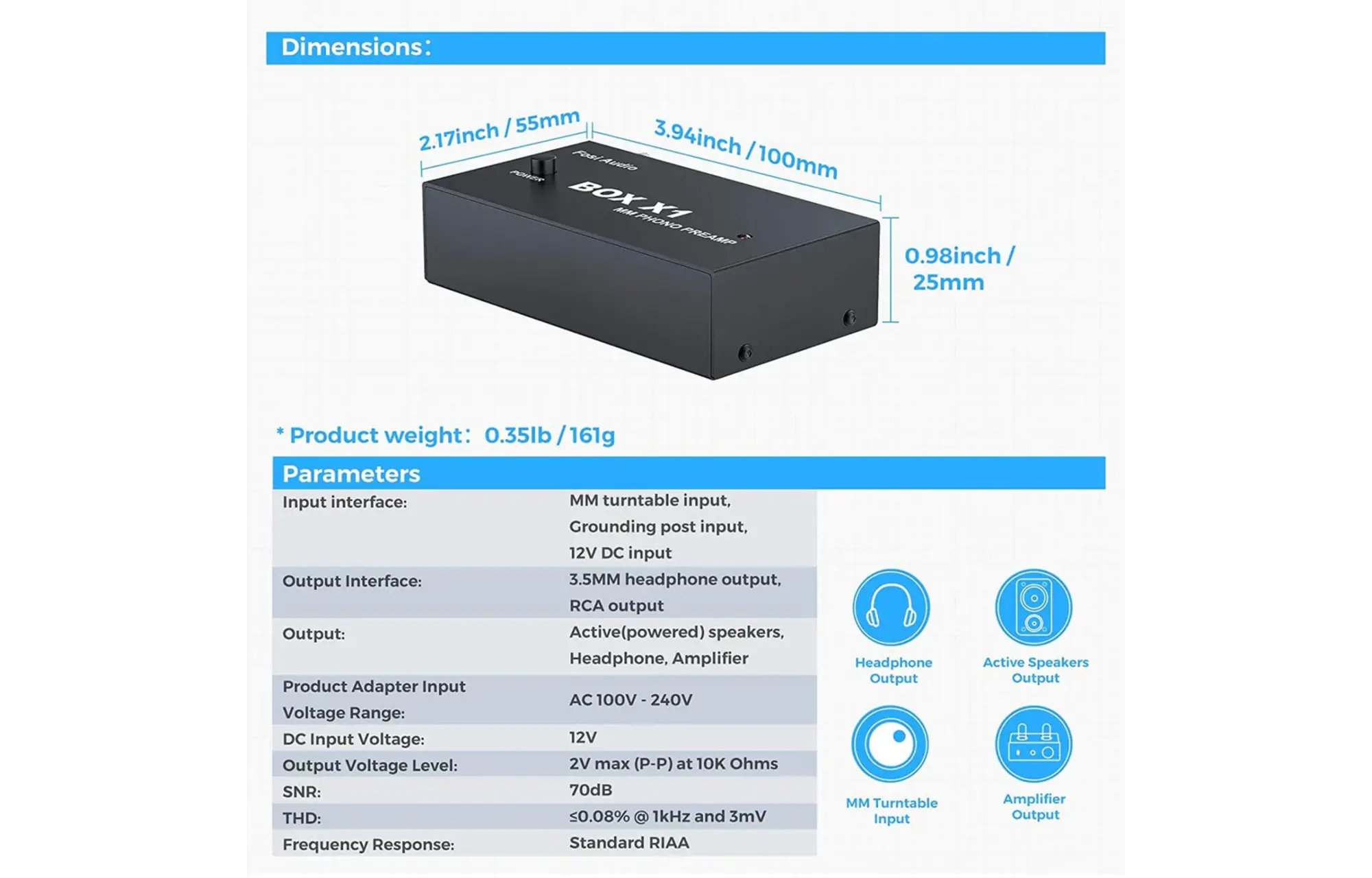 Fosi Audio BOX X1 MM Phono előerősítő