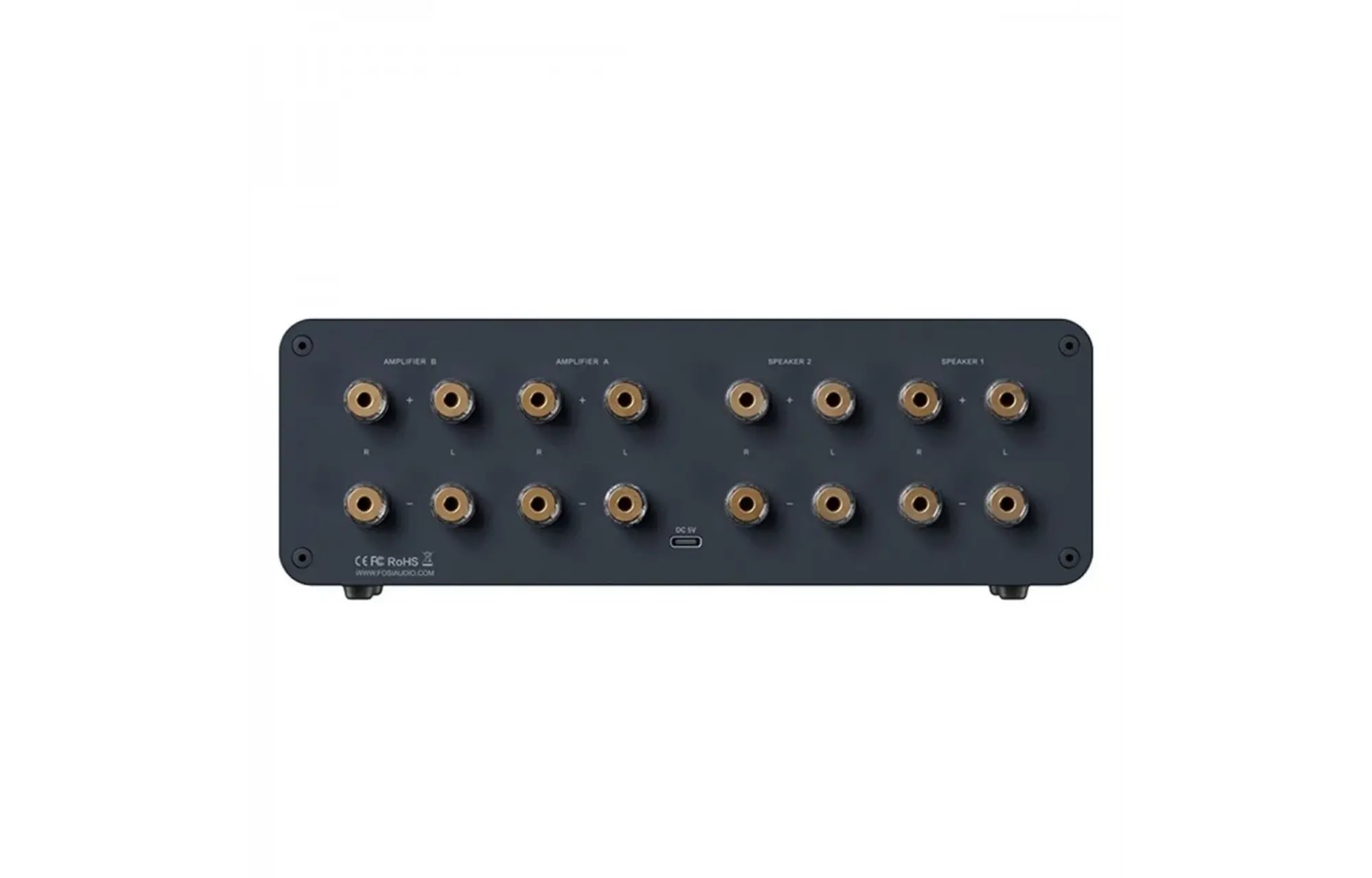 Fosi Audio LC30 erősítő hangszóró kapcsoló 2 bemenet, 2 kimenet, kettős analóg VU mérő - fekete