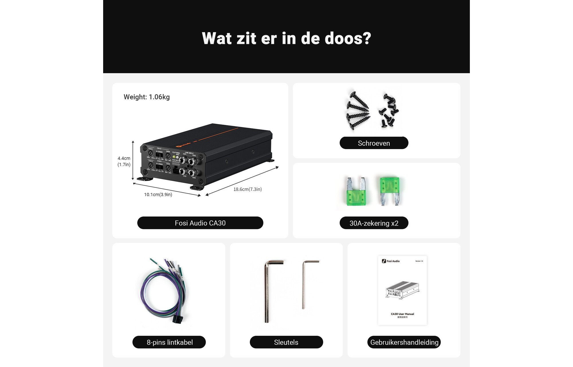 Fosi Audio CA30 4 csatornás autóerősítő 4x100W