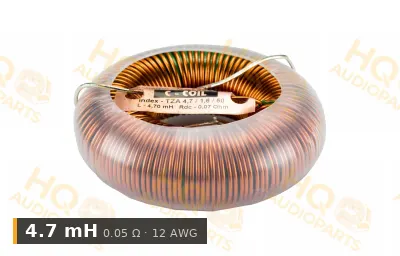 Jantzen Audio 000-6245 | 4.7 mH | 0.05 Ω | 5% | 12 AWG | C-Coil Toroidal Coil