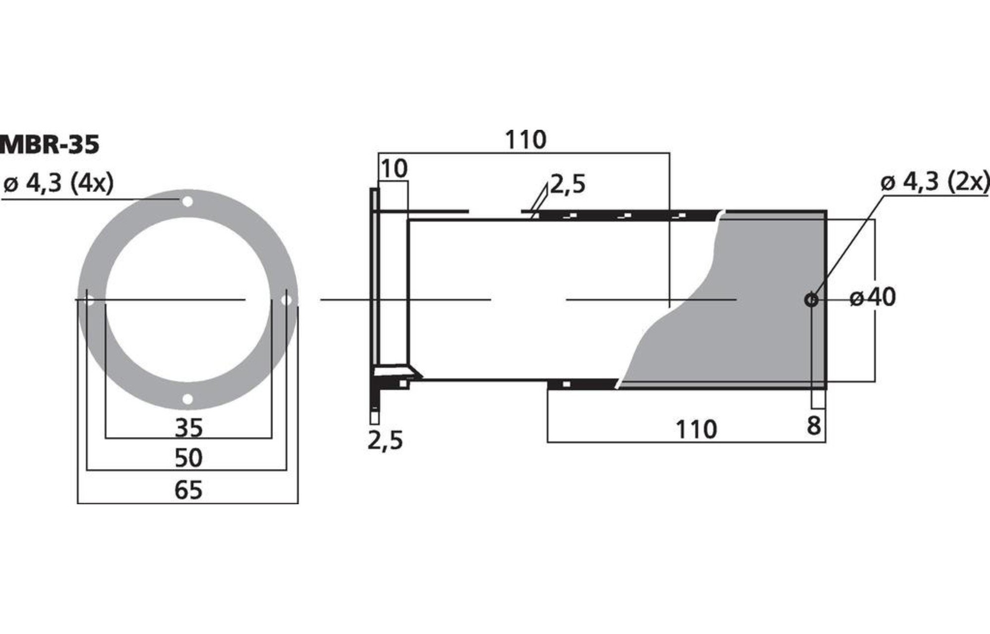 Monacor MBR-35 állítható Reflexcső