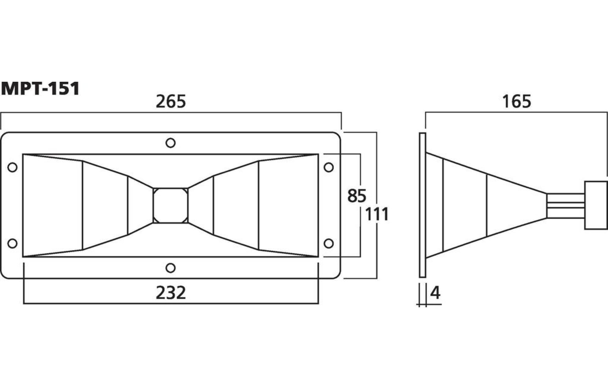 Monacor MPT-151 265 x 111 mm Piezo magassugárzó tölcsér