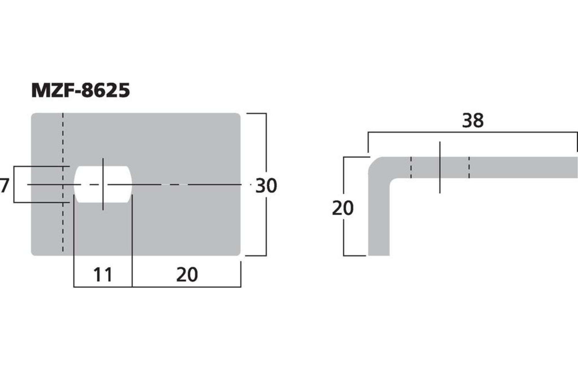 Monacor MZF-8625 Rögzítőkapocs hangszórórácsokhoz | Fúrólyuk mérete 7x11 mm | 38 x 30 x 20 mm