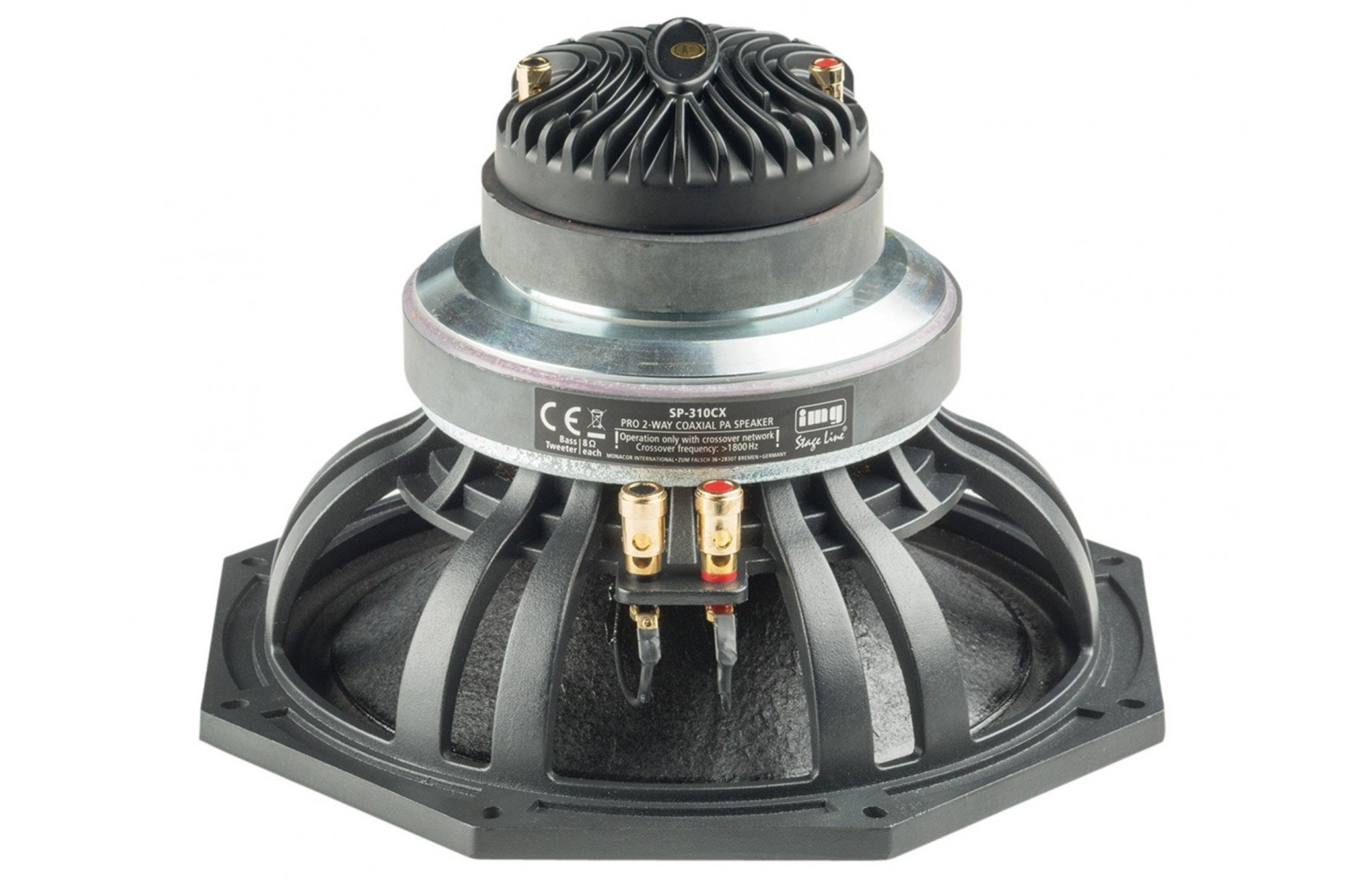 Monacor SP-310CX 2 utas Coaxial PA hangszóró with Integrated tölcsér magassugárzó