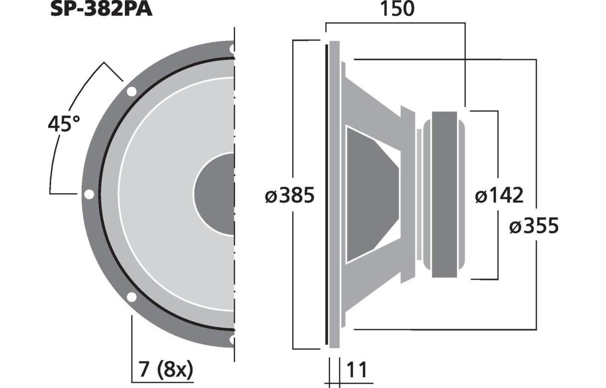 Monacor SP-382PA 15'' mélysugárzó 150 W  8 ohm