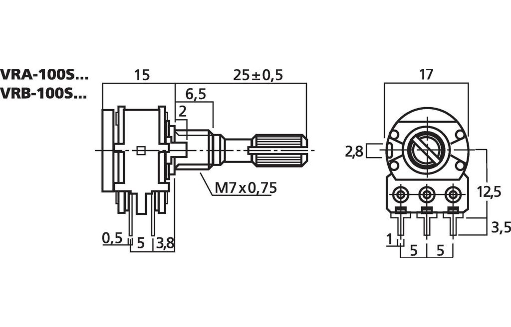 Monacor VRB-100S50 forgatható potenciométer sztereó 50 kΩ