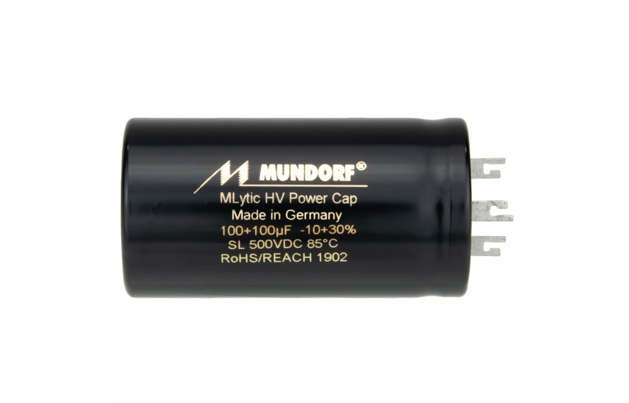 Mundorf MLSL500-200+200 | 200 + 200 µF | 20% | 500 V | Mlytic HV Power Capacitor DIN csatlakozóval