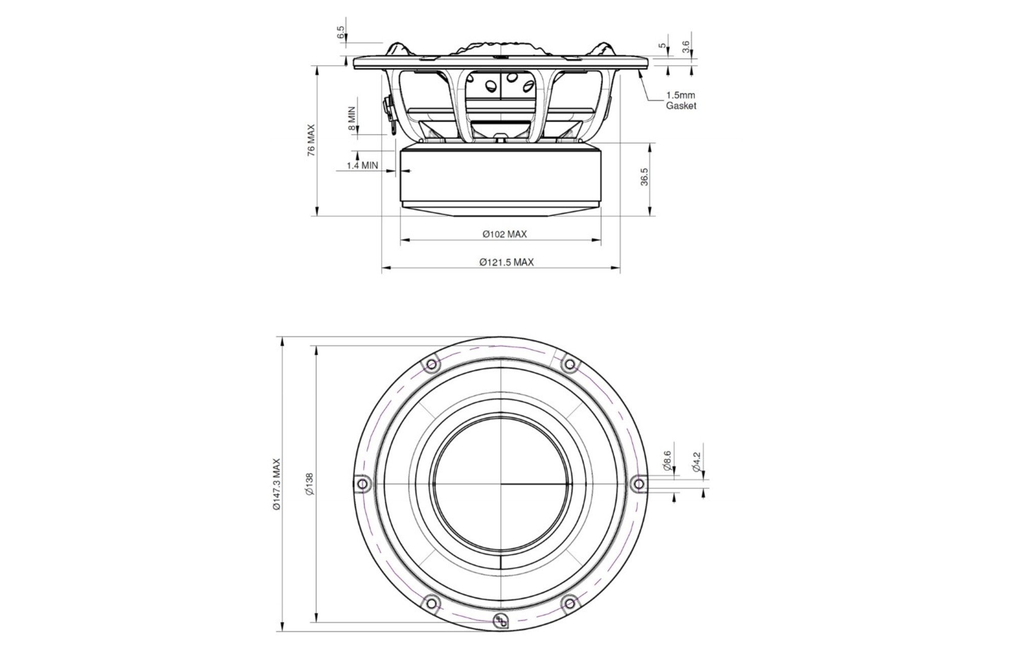 PURIFI PTT5.25X04-NFA-01 középsugárzó
