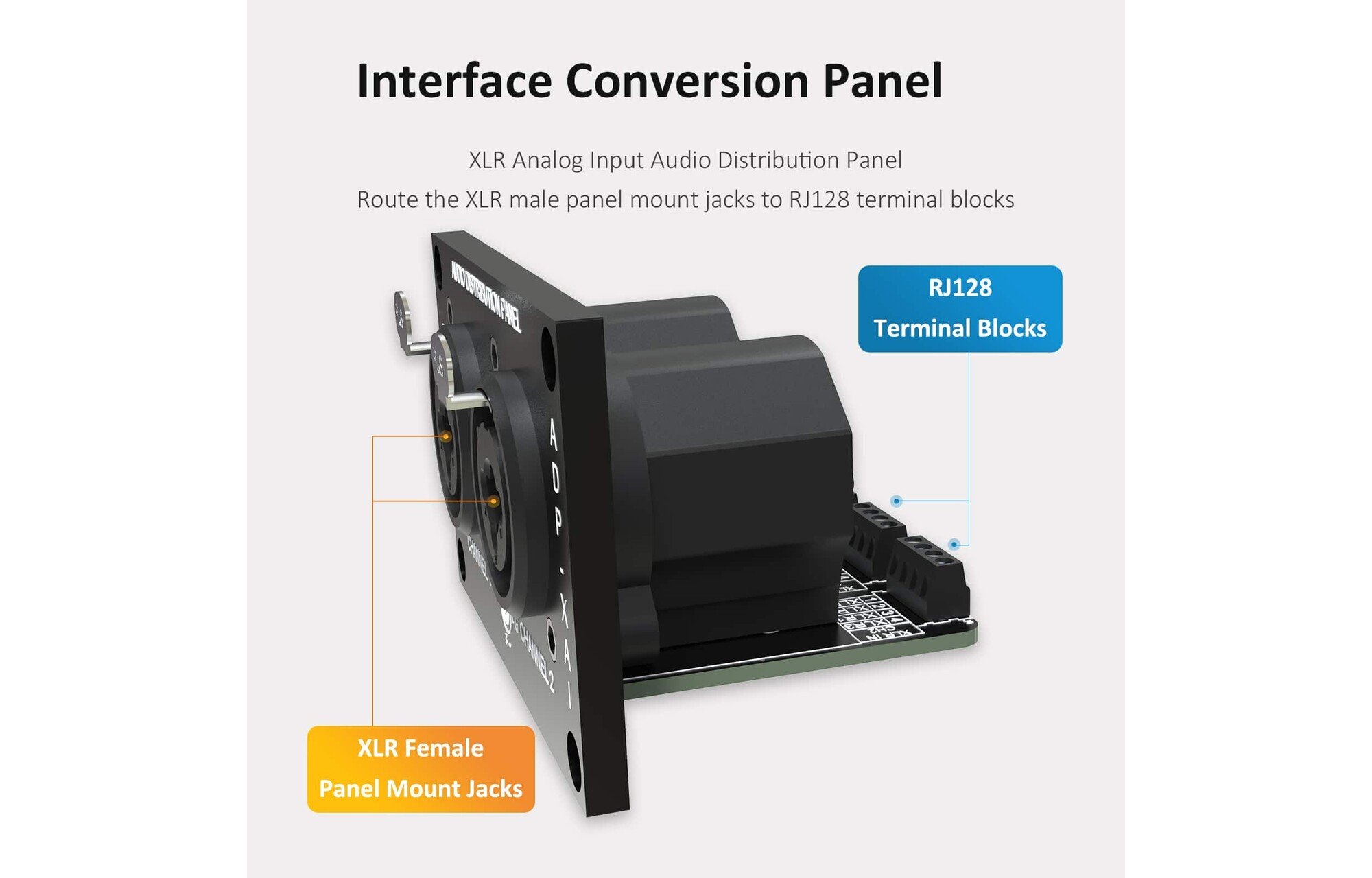 Sure Electronics AA-AA11432 ADP-XAI analóg bemeneti audio elosztó panel XLR / 6,35mm 1/4" TRS sztereó csatlakozóval