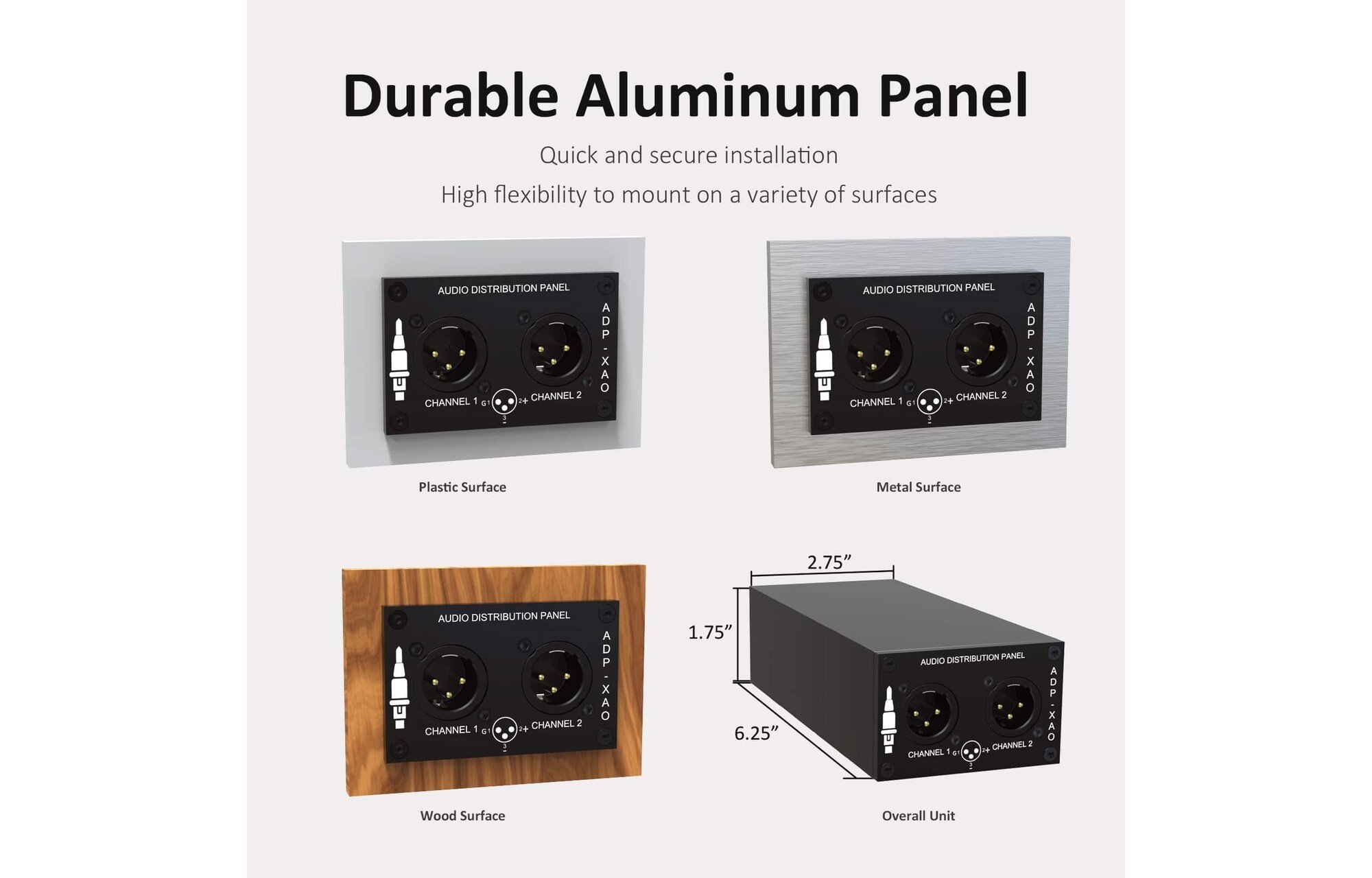 Sure Electronics AA-AA11433 ADP-XAO analóg kimeneti audio elosztó panel XLR 4mm alumínium