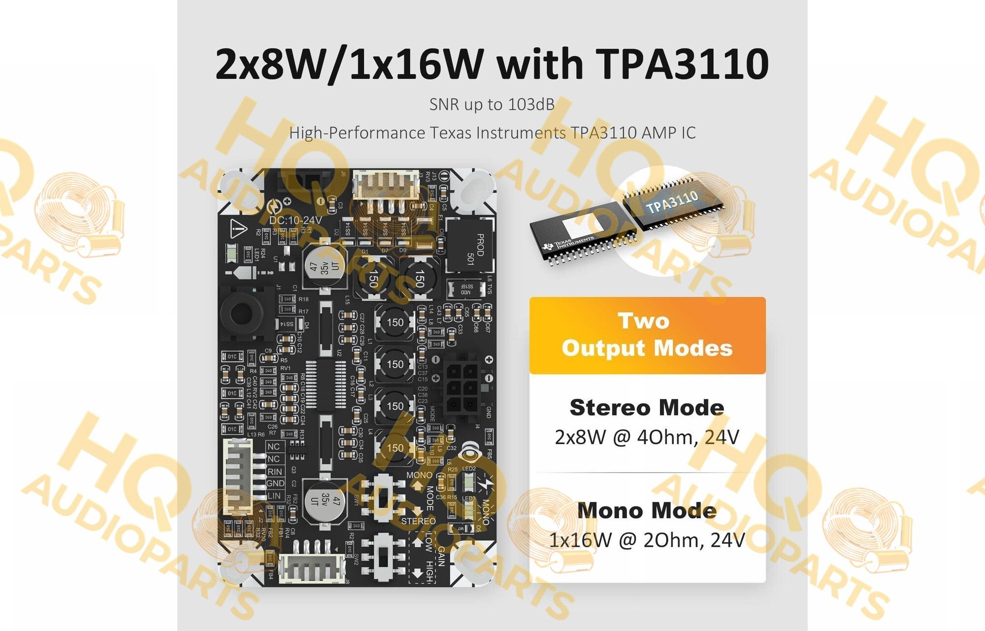 Sure Electronics AA-AB32145 2x50W TPA3116D2 sztereó D-osztályú erősítőmodul