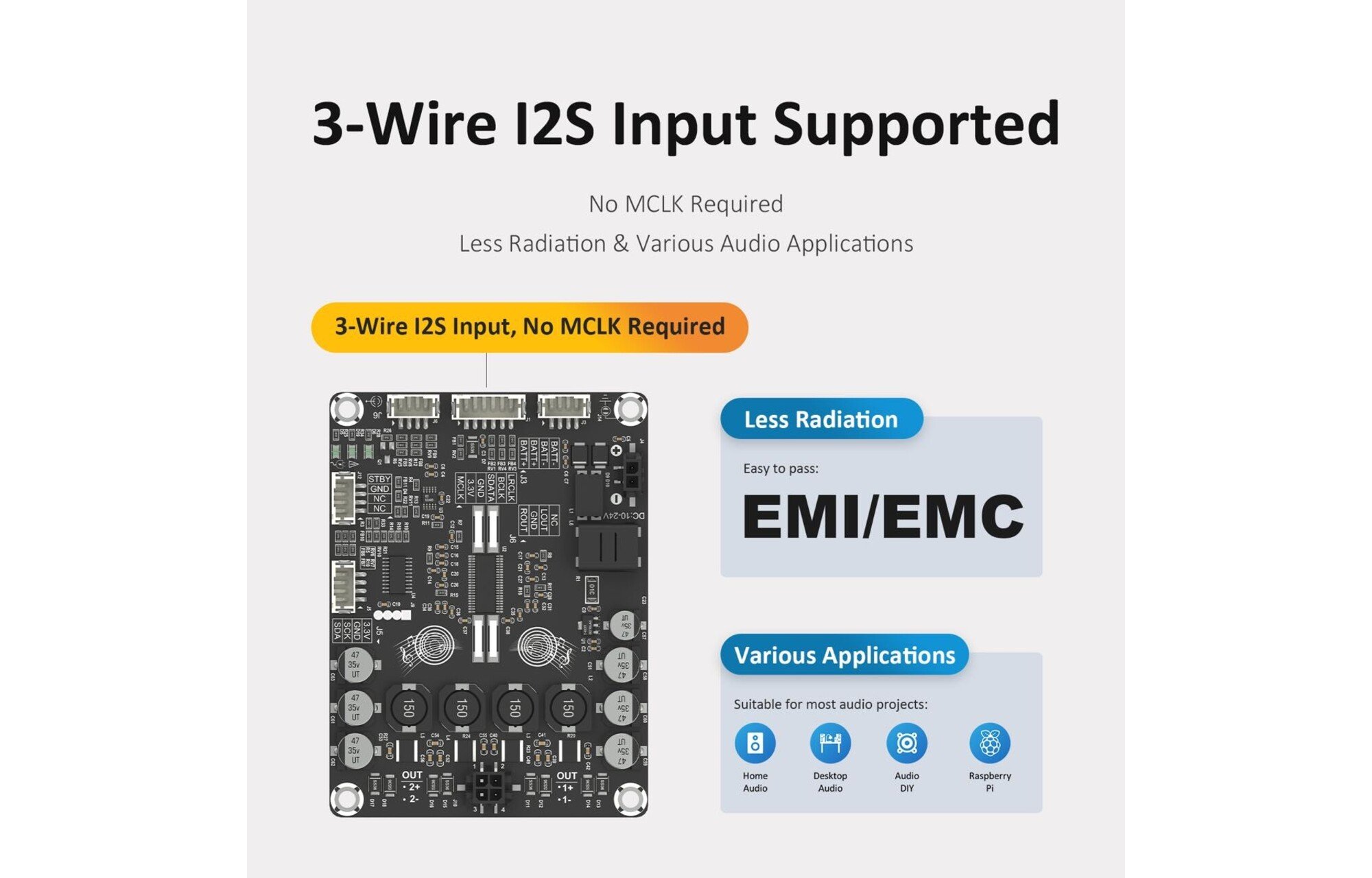 Sure Electronics AA-AB32257 2 x 50 wattos tiszta digitális audio erősítő modul - DIPO2