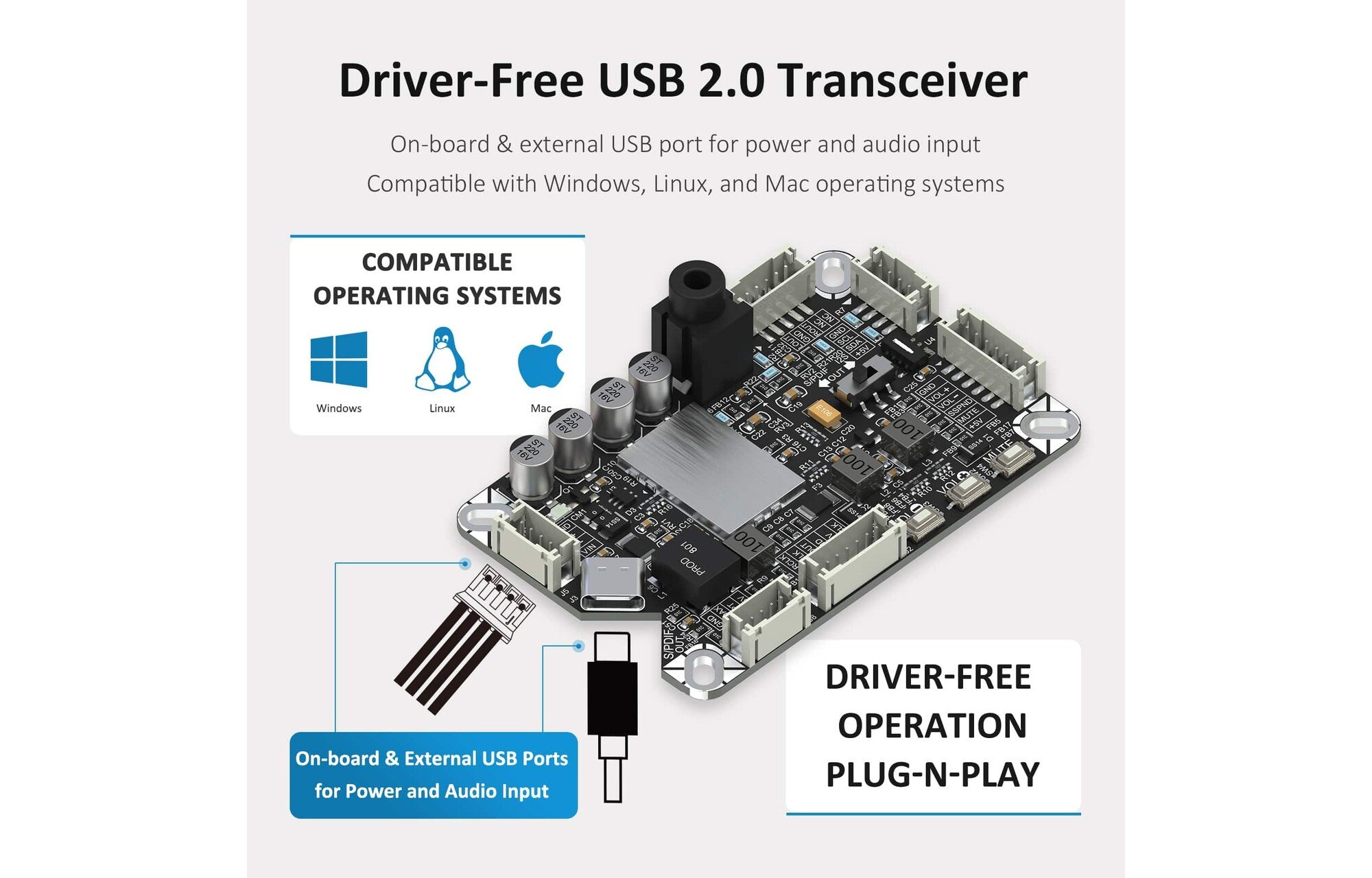 Sure Electronics AA-AB41167 UCM-PCM2706C USB-ről S/PDIF I2S analóg DAC jelátalakítóra