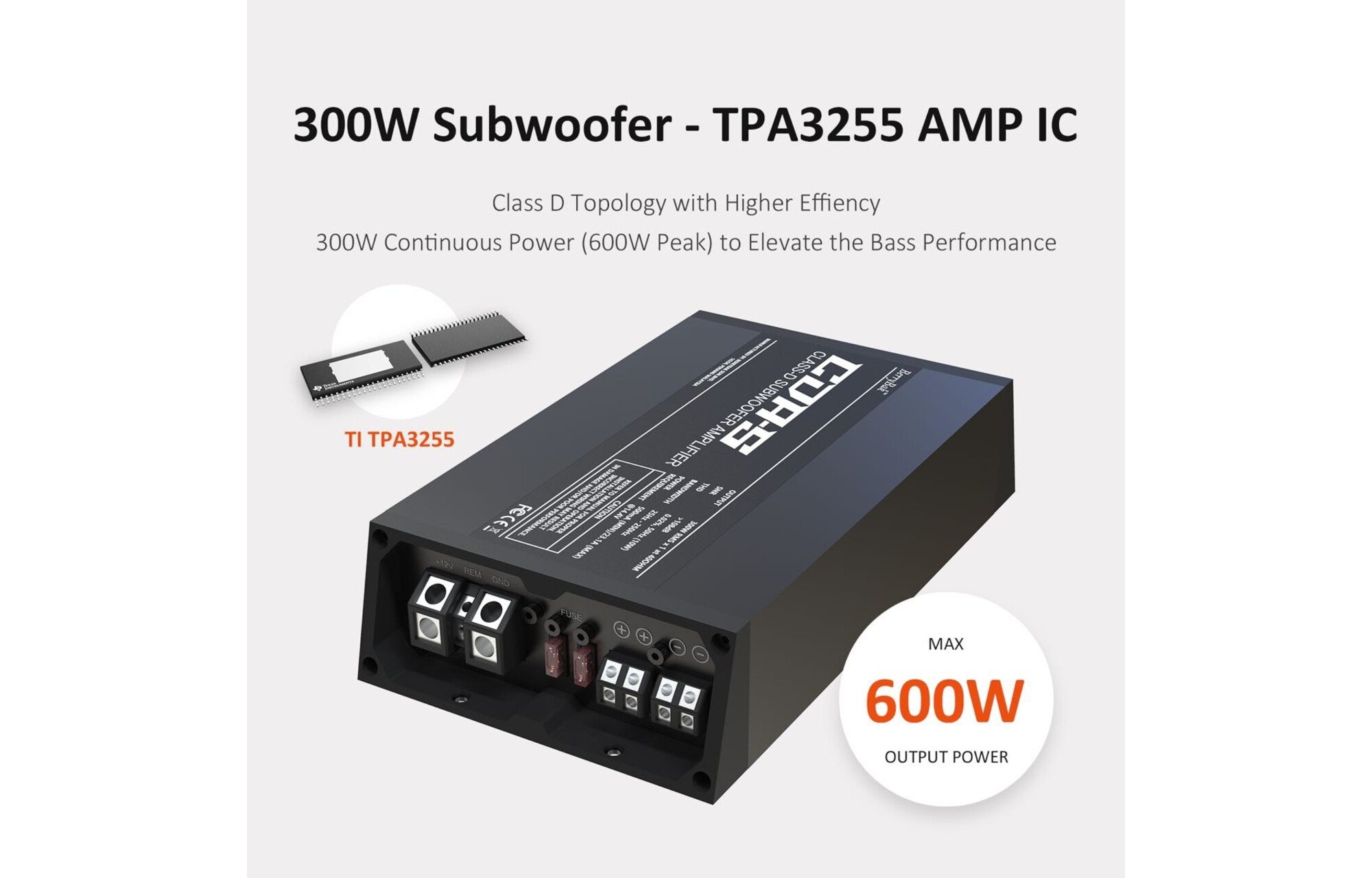 Sure Electronics AA-CA31111 CDA-S 1x300W mono autós audio mélysugárzó erősítő