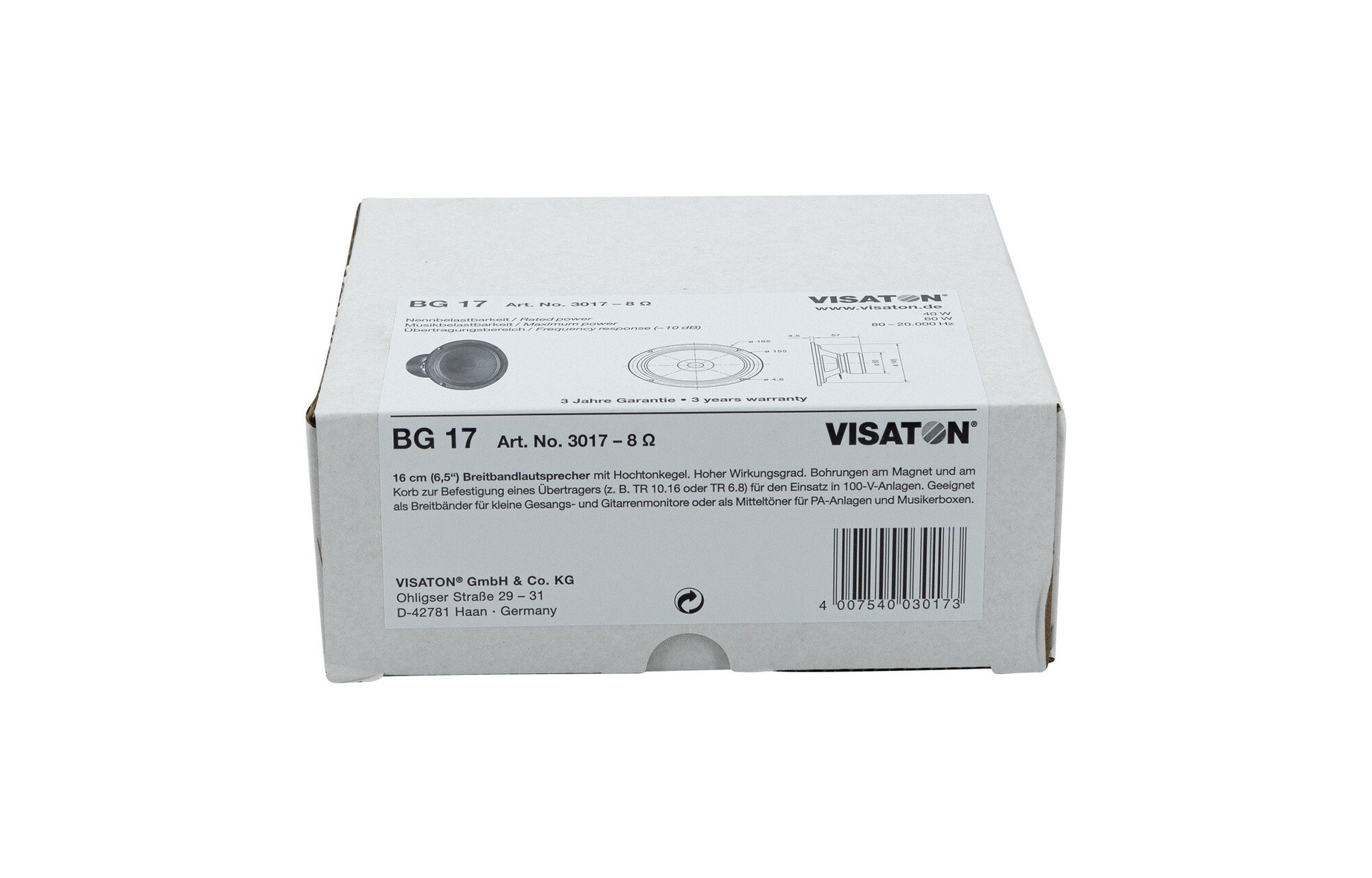 Visaton BG 17 6.5" szélessávú hangszóró 8 Ohm