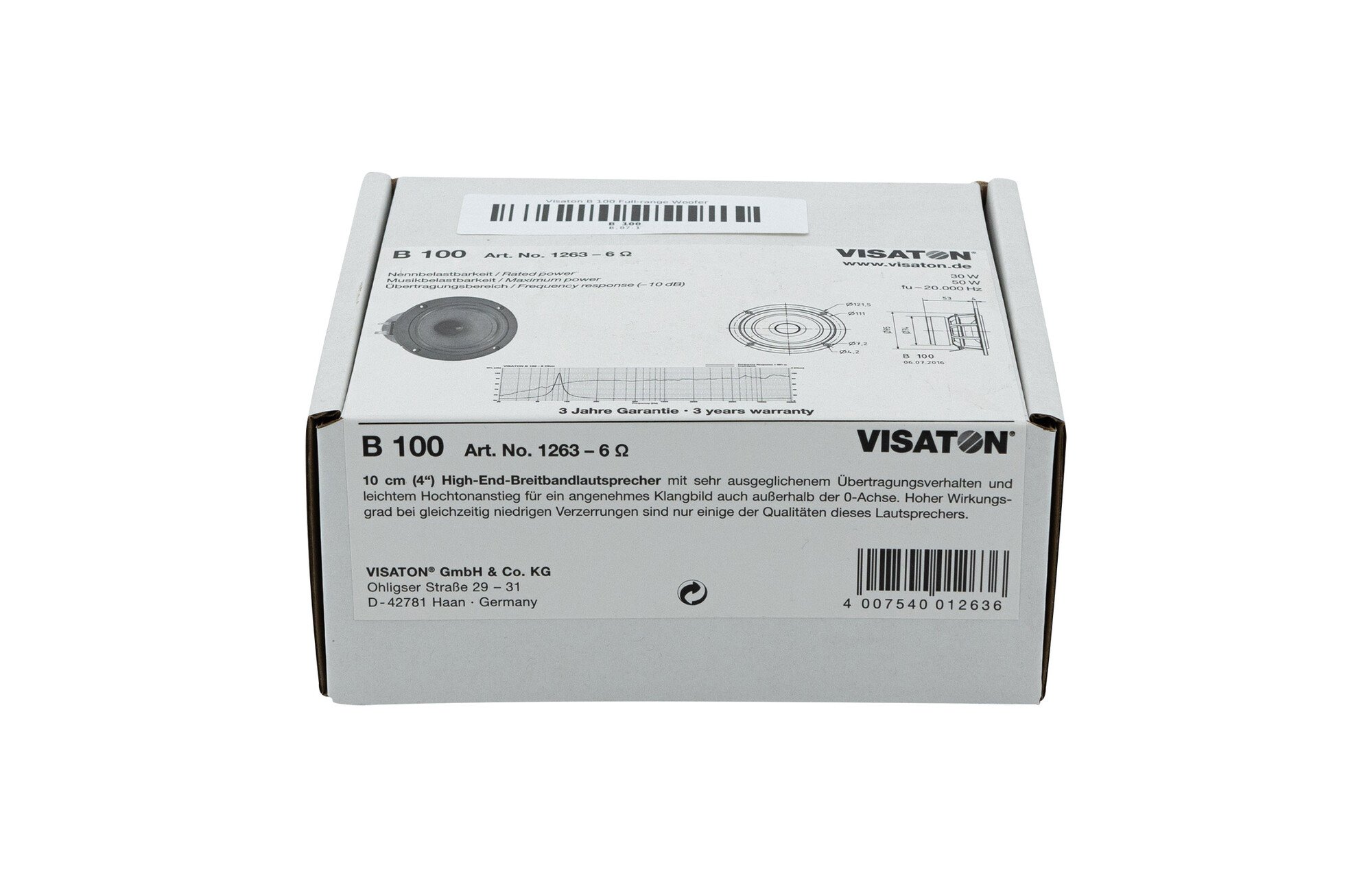 Visaton B 100 4" High-End szélessávú hangszóró 6 Ohm