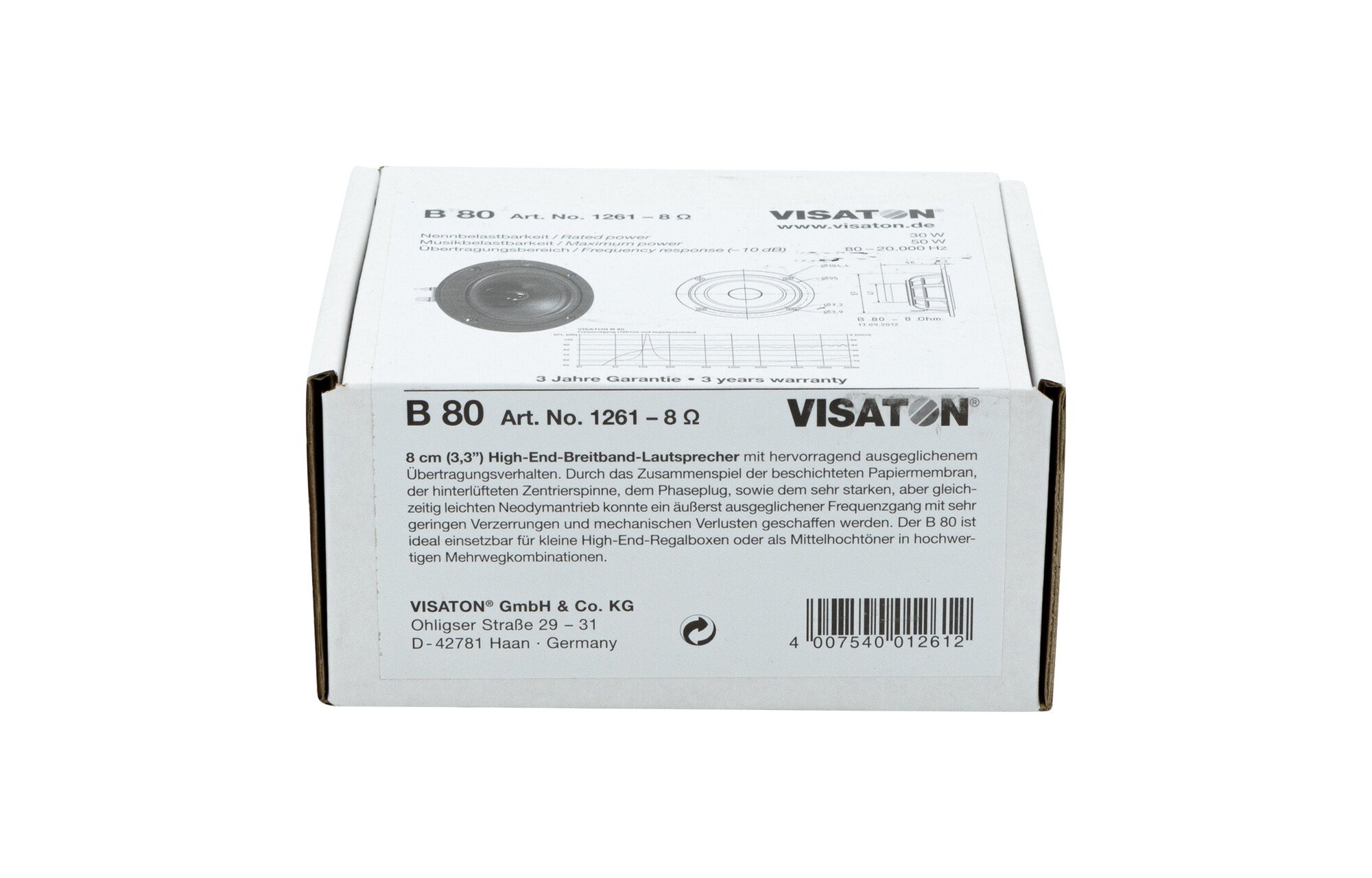 Visaton B 80 3.3" High-End szélessávú hangszóró 8 Ohm