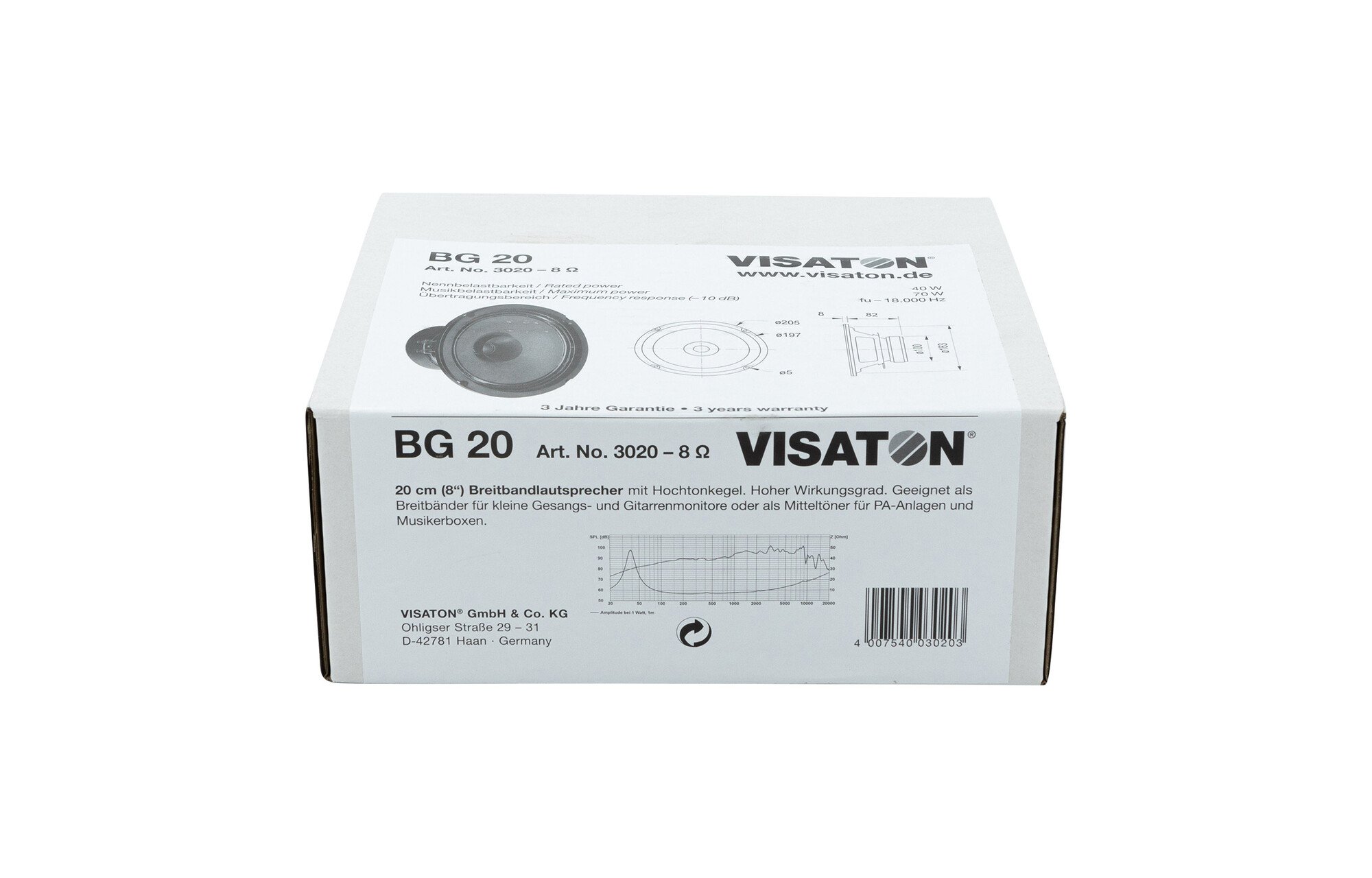 Visaton BG 20 8" szélessávú hangszóró 8 Ohm