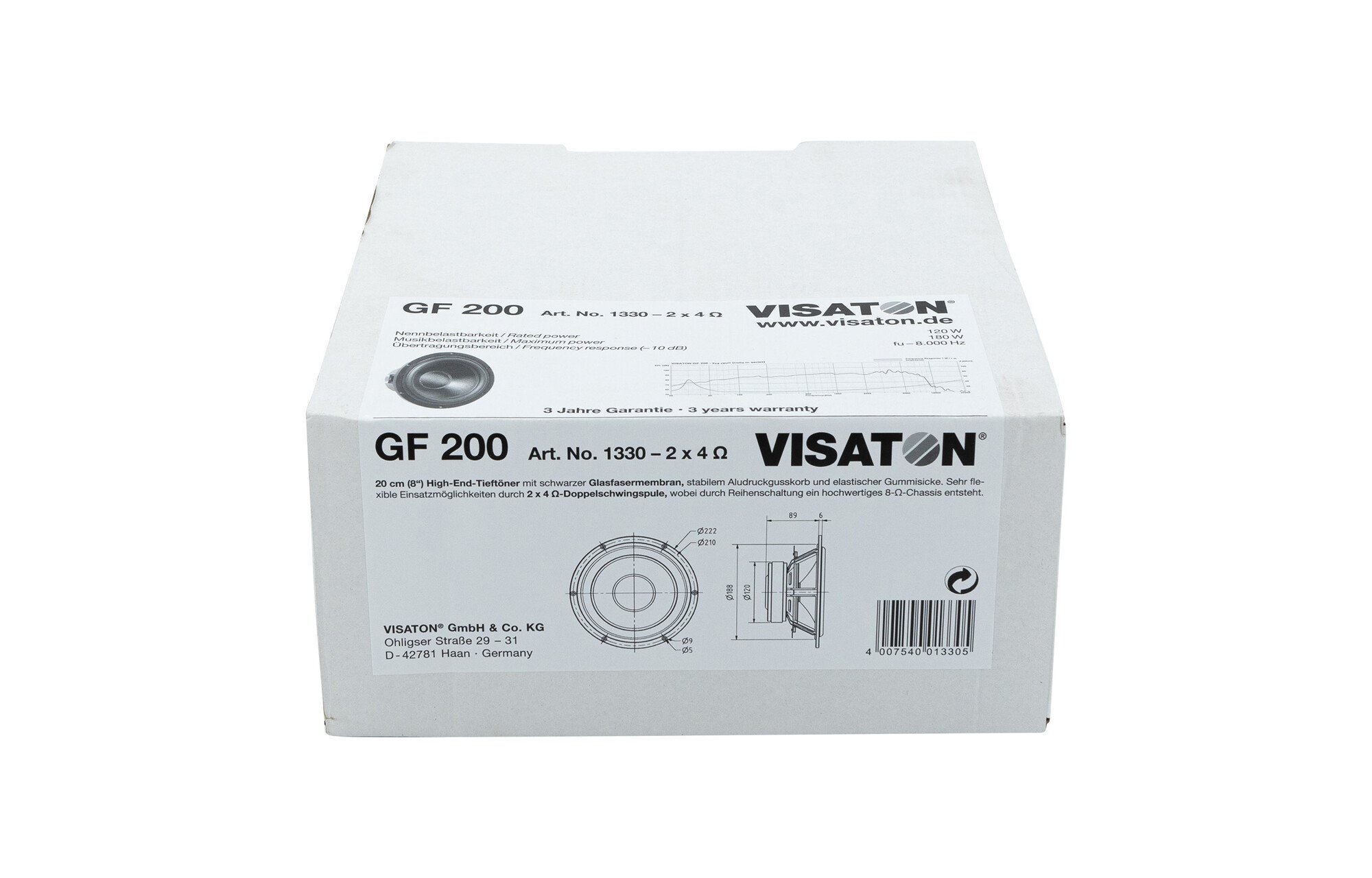 Visaton GF 200 8" High-End mélysugárzó 2x4 Ohm
