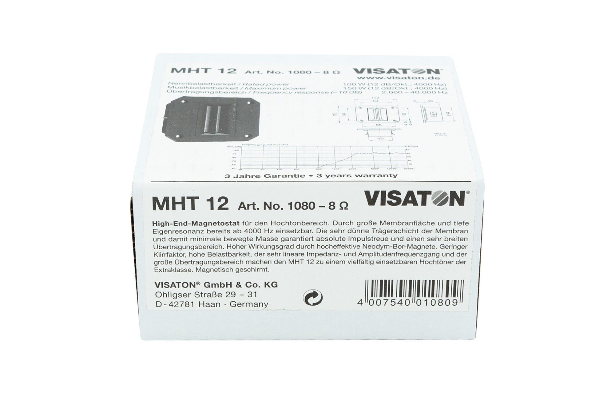 Visaton MHT 12 Magnetostatic Ribbon magassugárzó