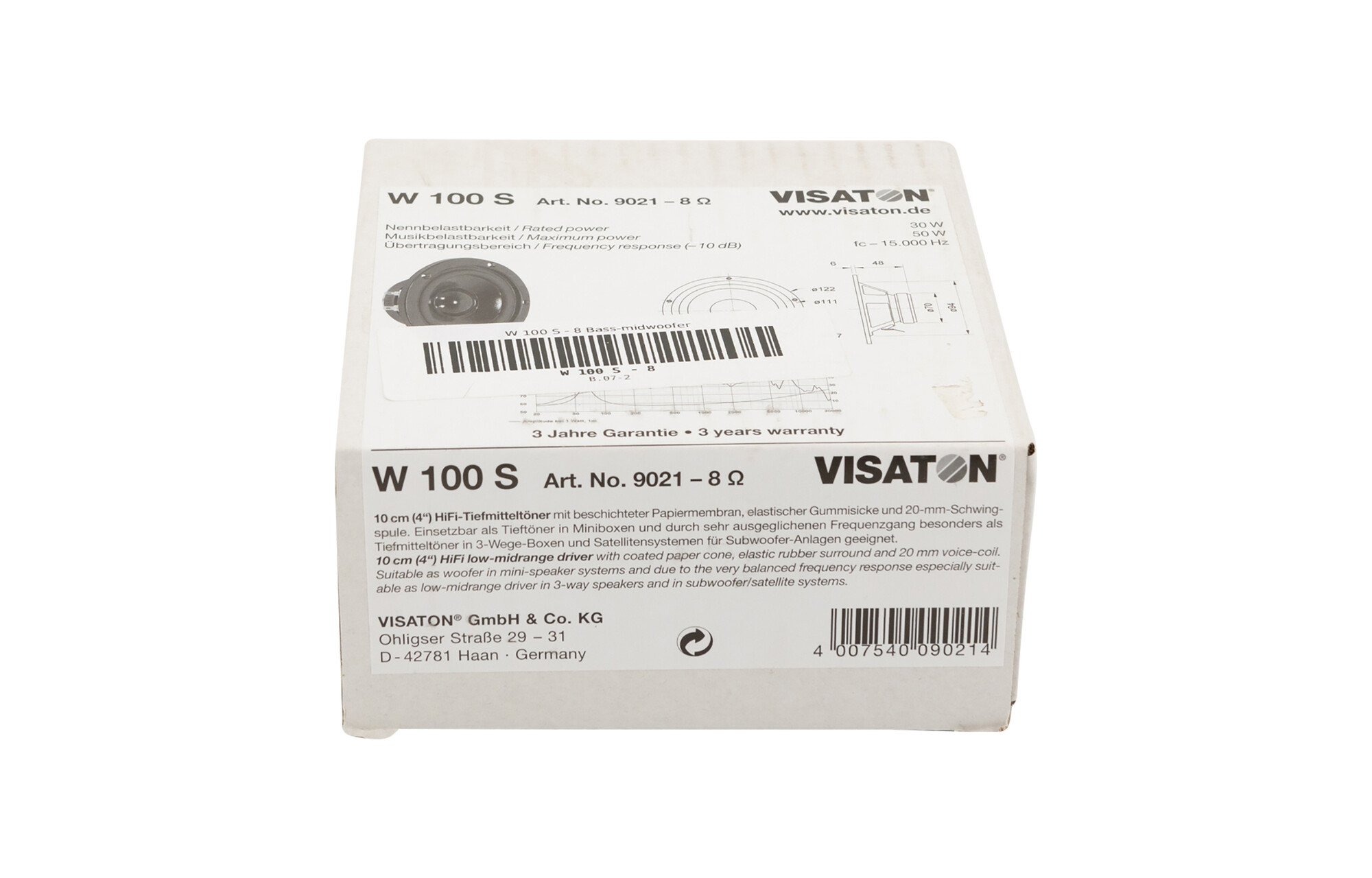 Visaton W 100 S - 8 4" mélysugárzó 8 Ohm
