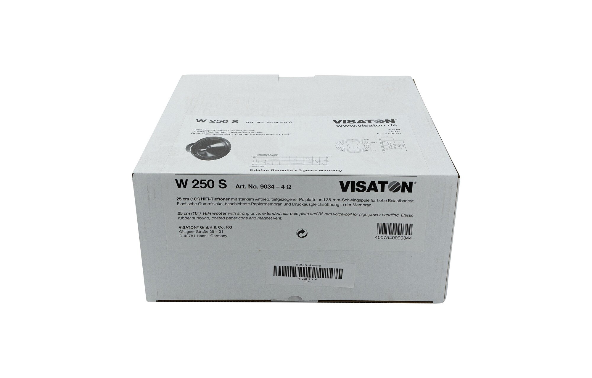 Visaton W 250 S - 4 10" HiFi mélysugárzó 4 Ohm