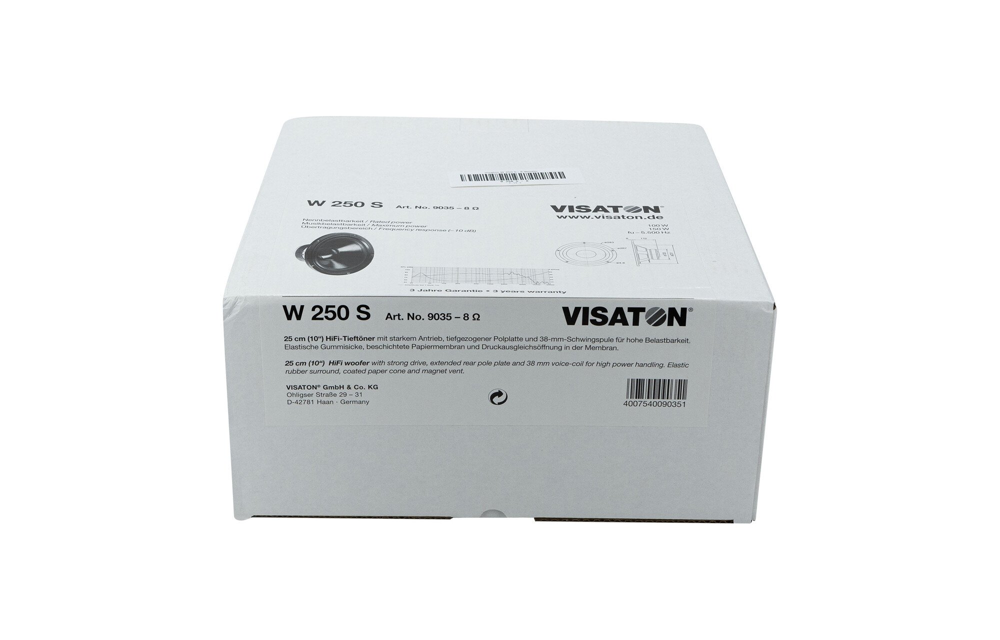 Visaton W 250 S - 8 10" HiFi mélysugárzó 8 Ohm
