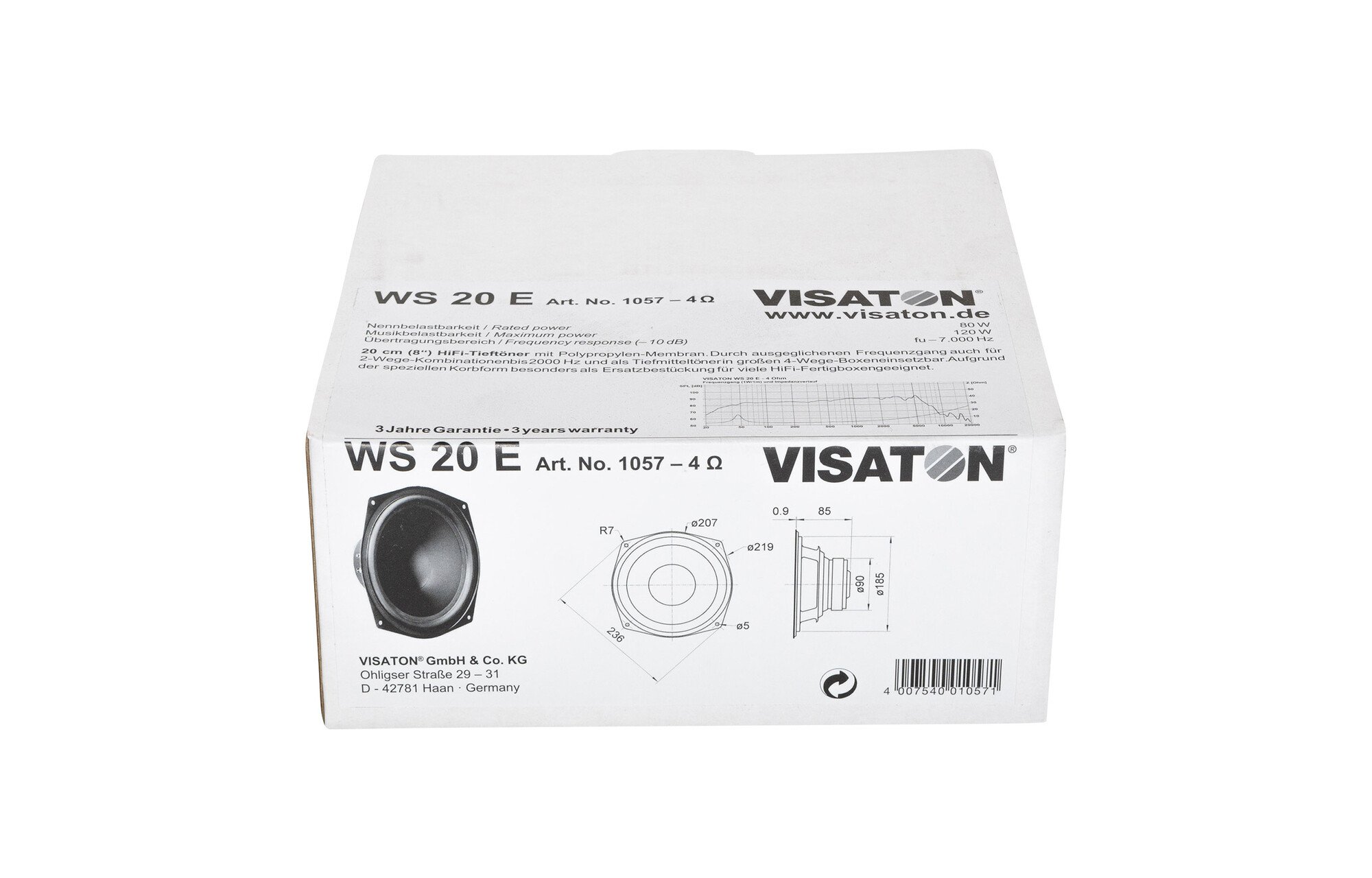 Visaton WS 20 E - 4 8" HiFi mélysugárzó 4 Ohm