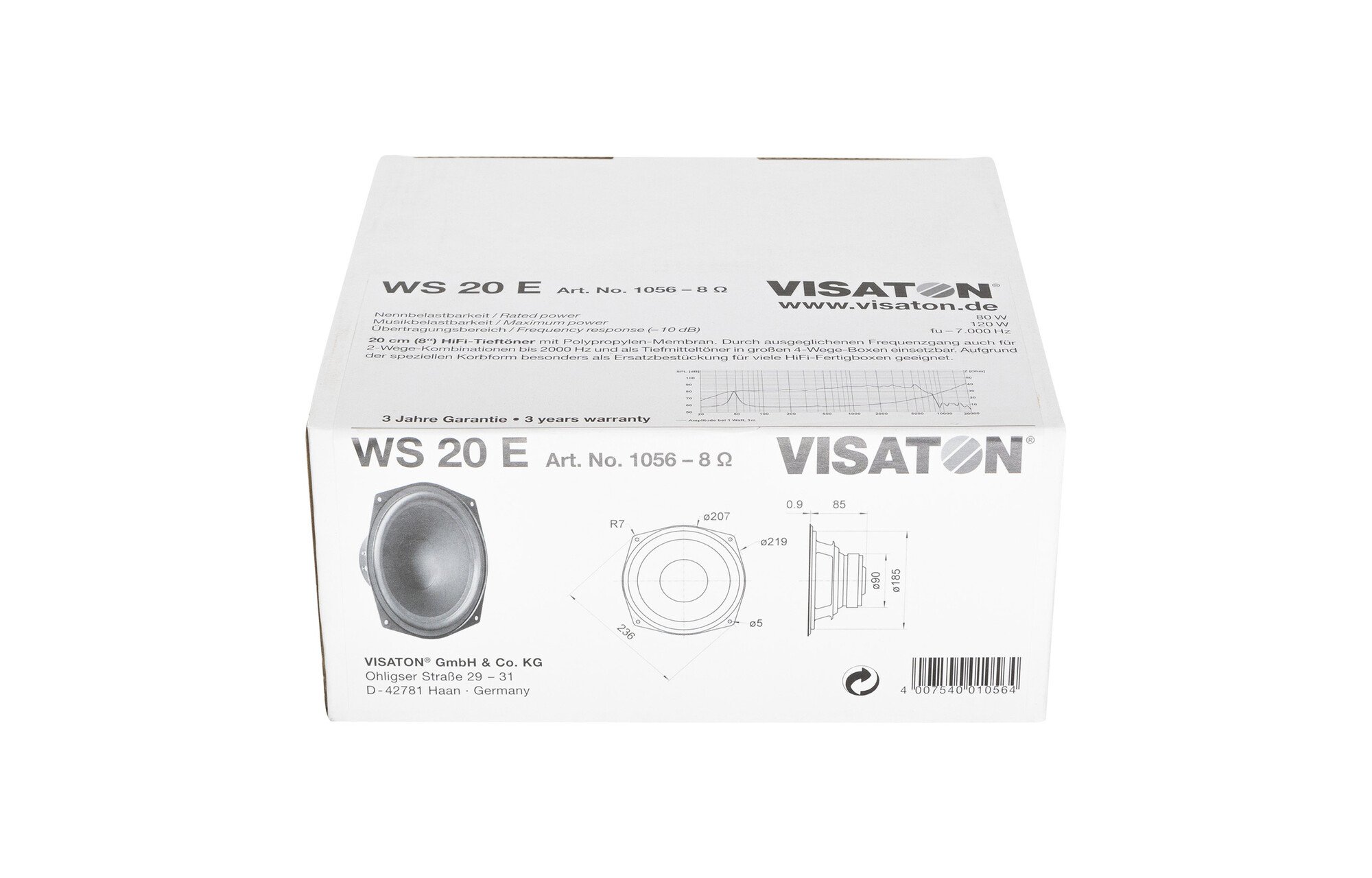 Visaton WS 20 E - 8 8" HiFi mélysugárzó 8 Ohm