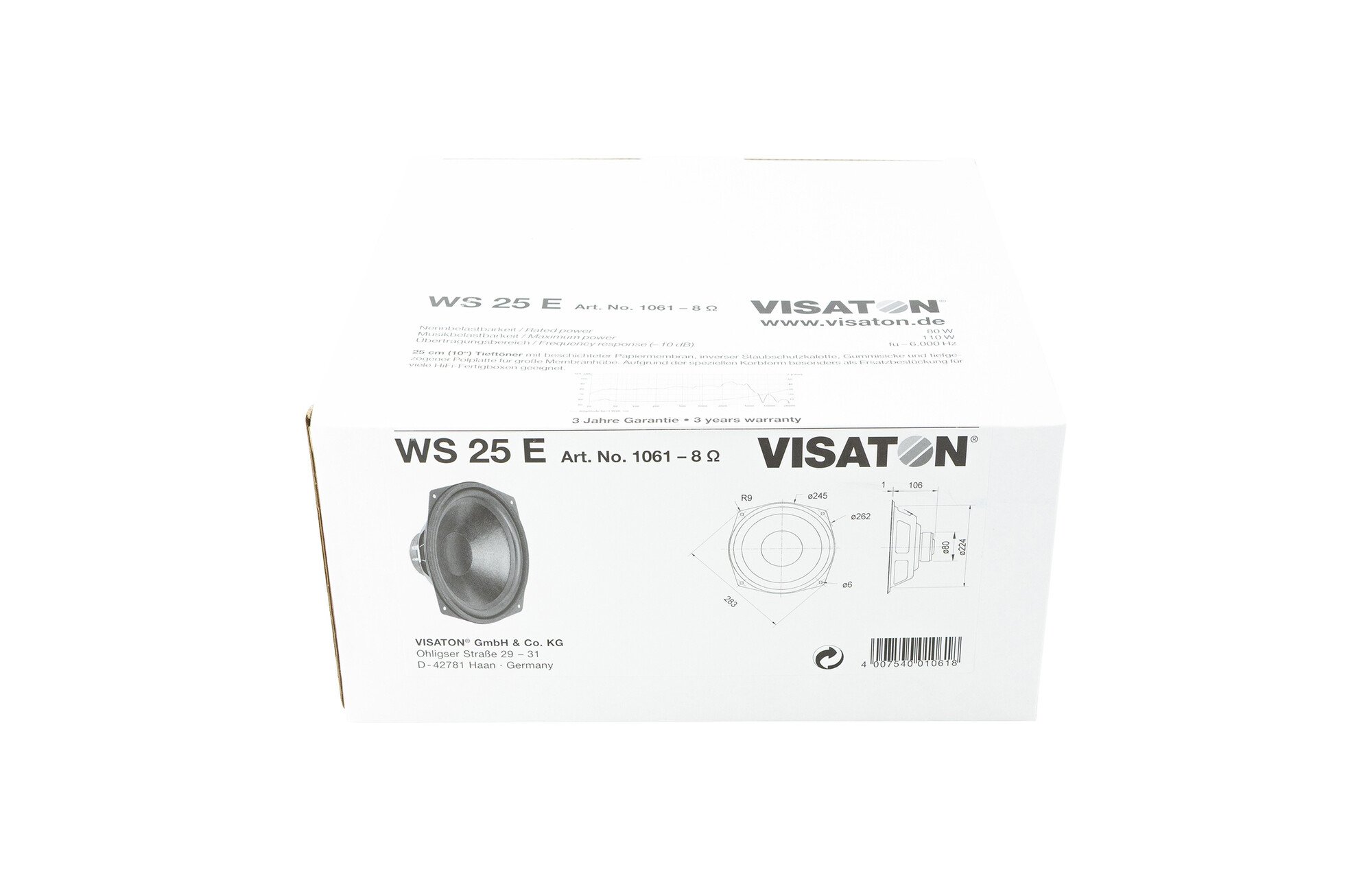 Visaton WS 25 E 10" HiFi mélysugárzó 8 Ohm