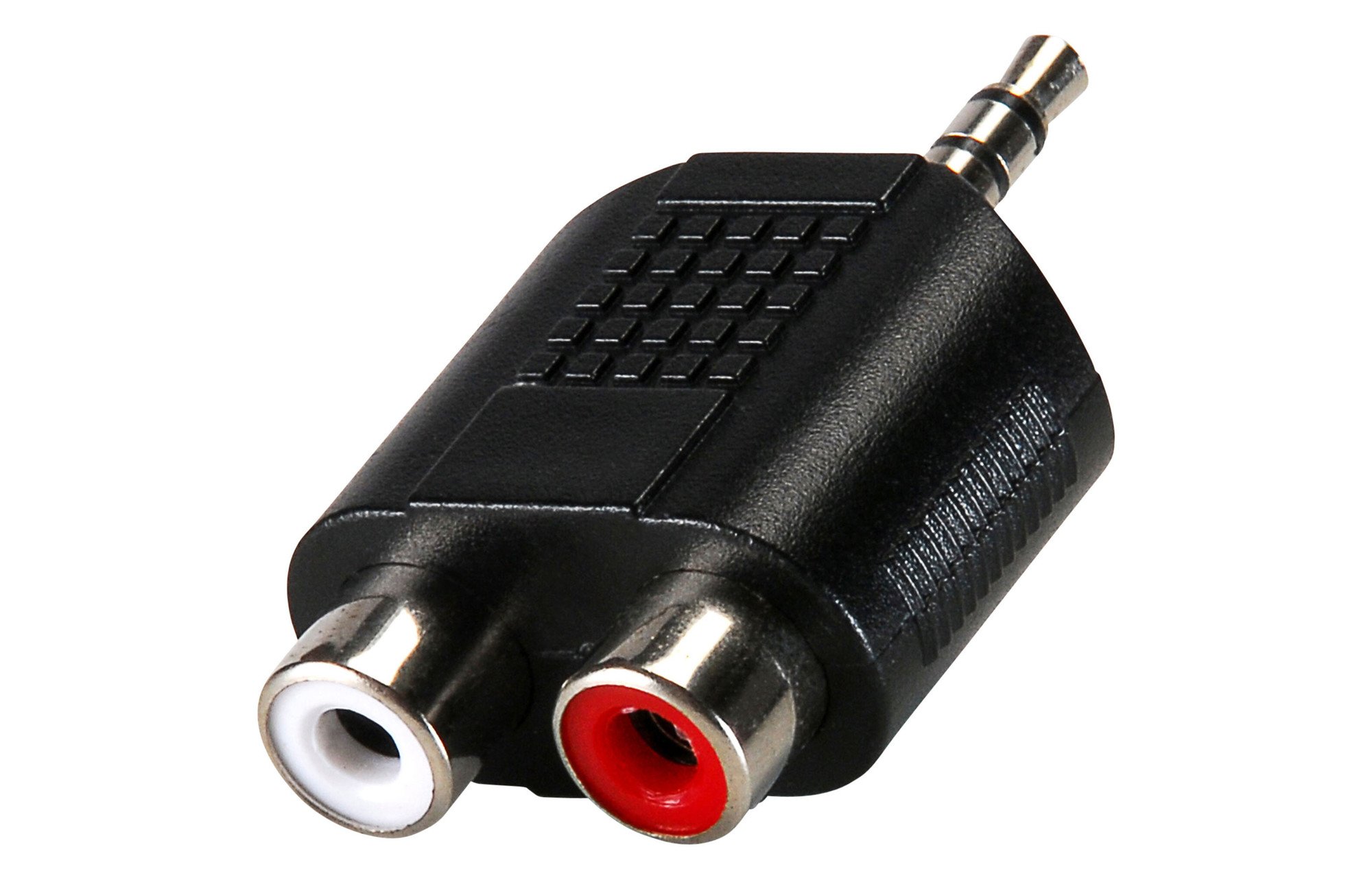 3,5 mm-es sztereo csatlakozó-kettős RCA aljzat adapter