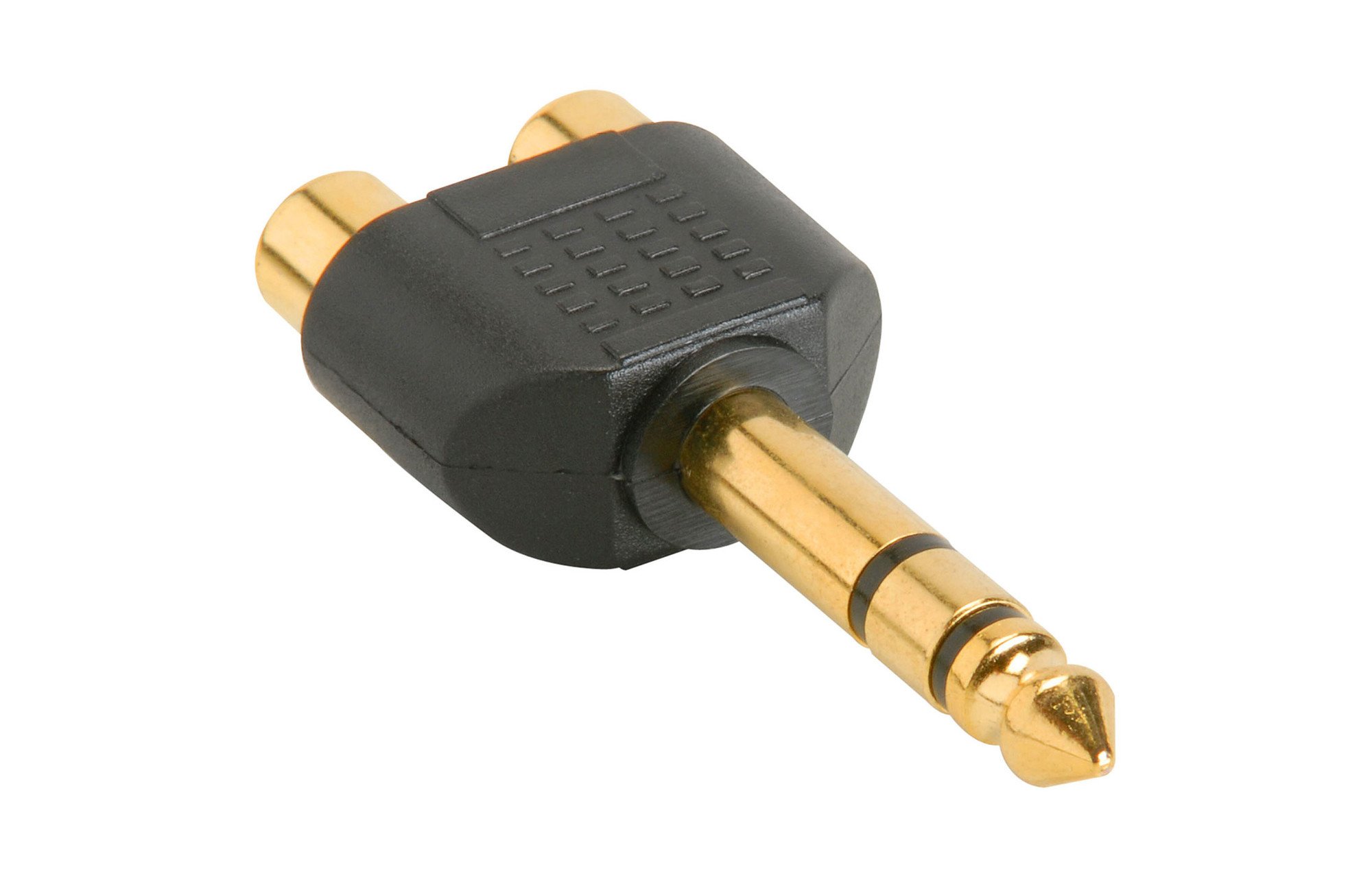 6,35 mm-es sztereo papa-2 RCA nő Y adapter csatlakozó