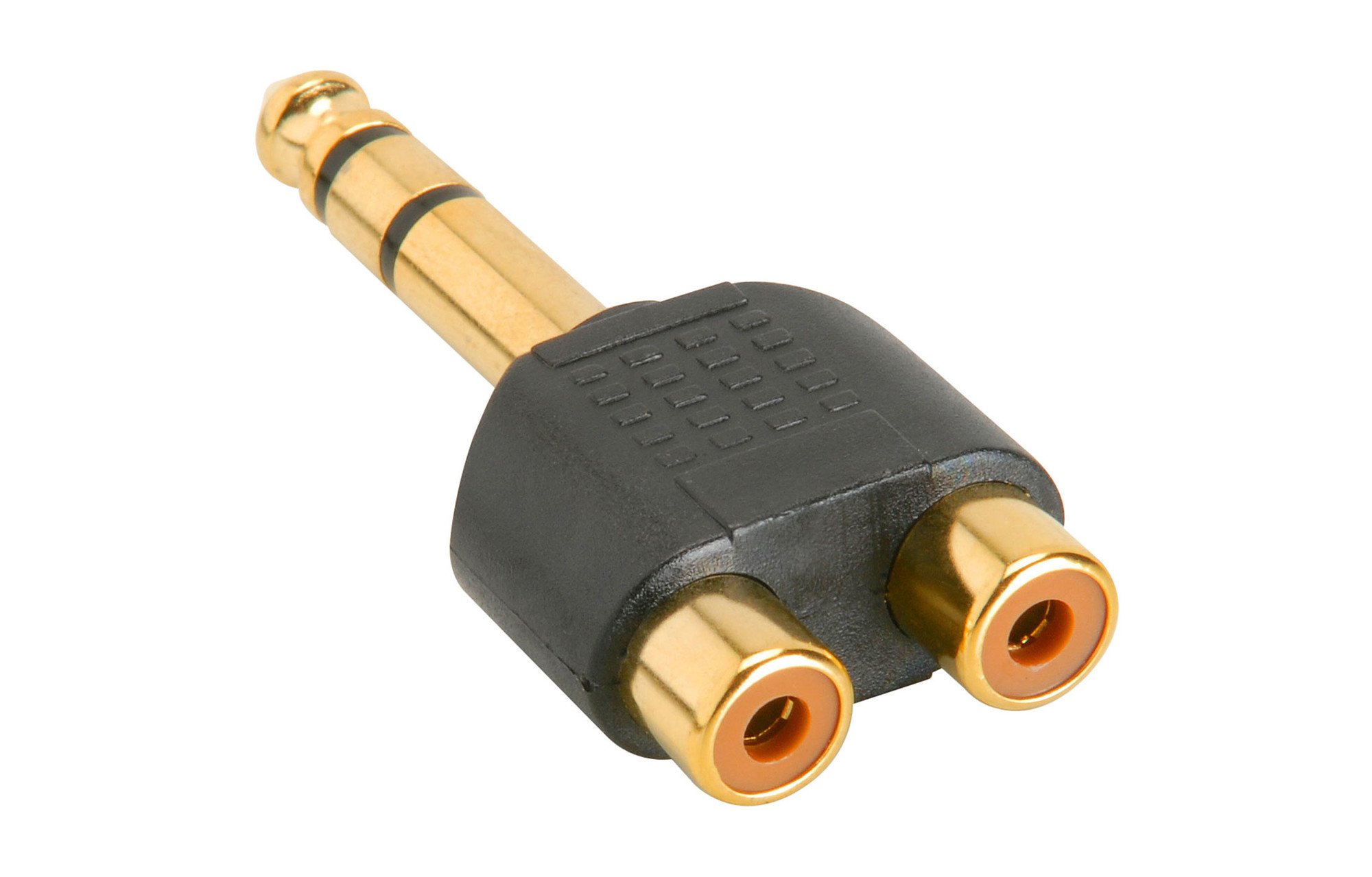 6,35 mm-es sztereo papa-2 RCA nő Y adapter csatlakozó