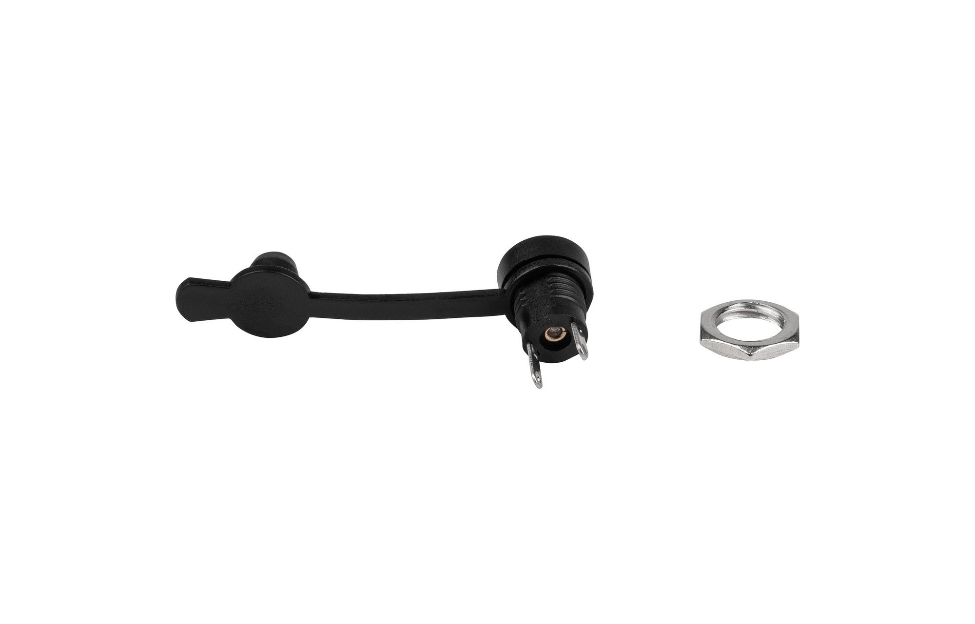 DC koaxiális/hengeres csatlakozó 2,1 x 5,5 mm, panelre szerelhető, védőfedéllel