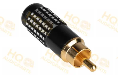 Aranybevonatú sárgaréz RCA Super Plug csatlakozó, fekete, 8 mm-es kábelbevezetés