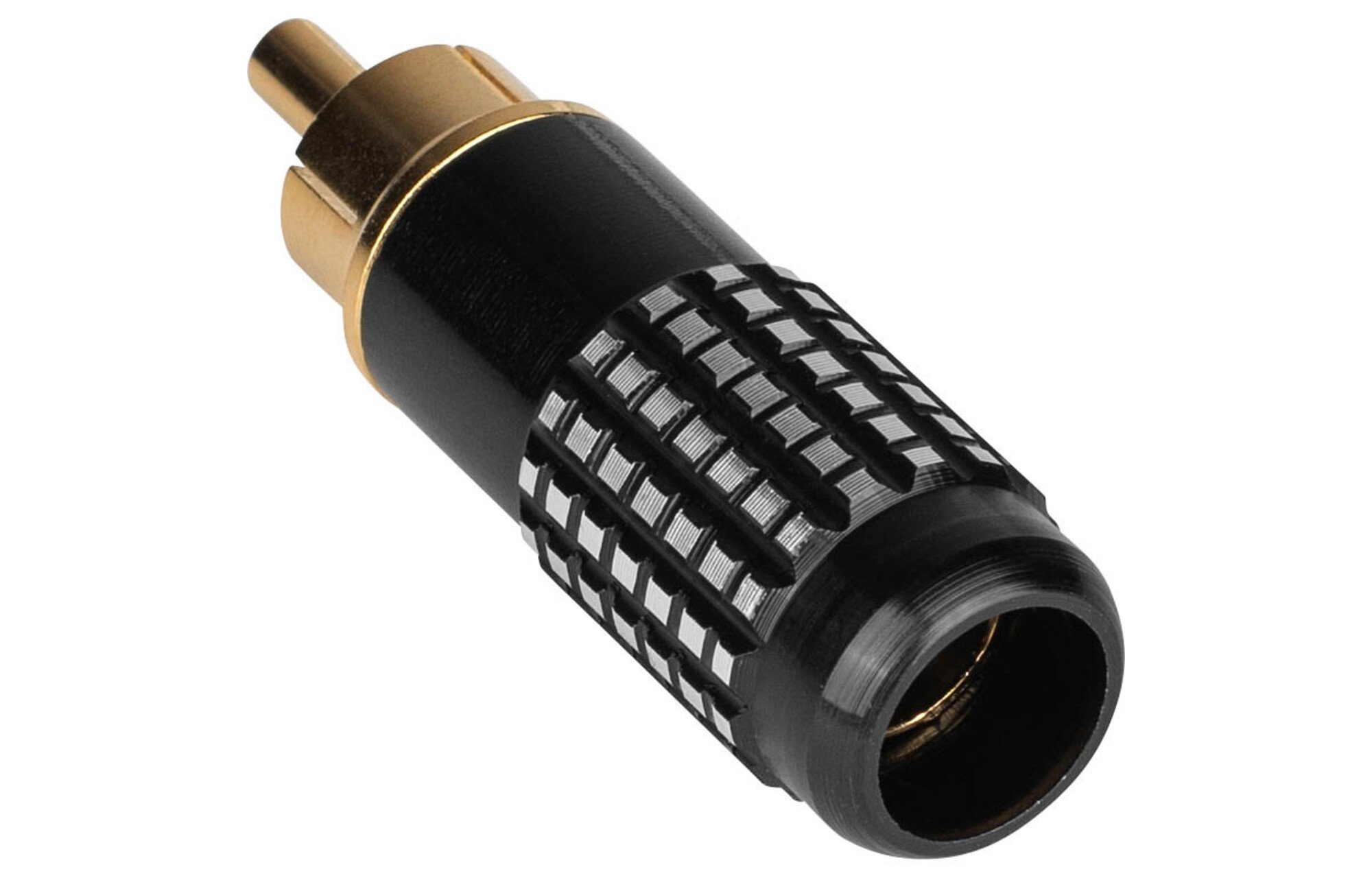 Aranybevonatú sárgaréz RCA Super Plug csatlakozó, fekete, 8 mm-es kábelbevezetés