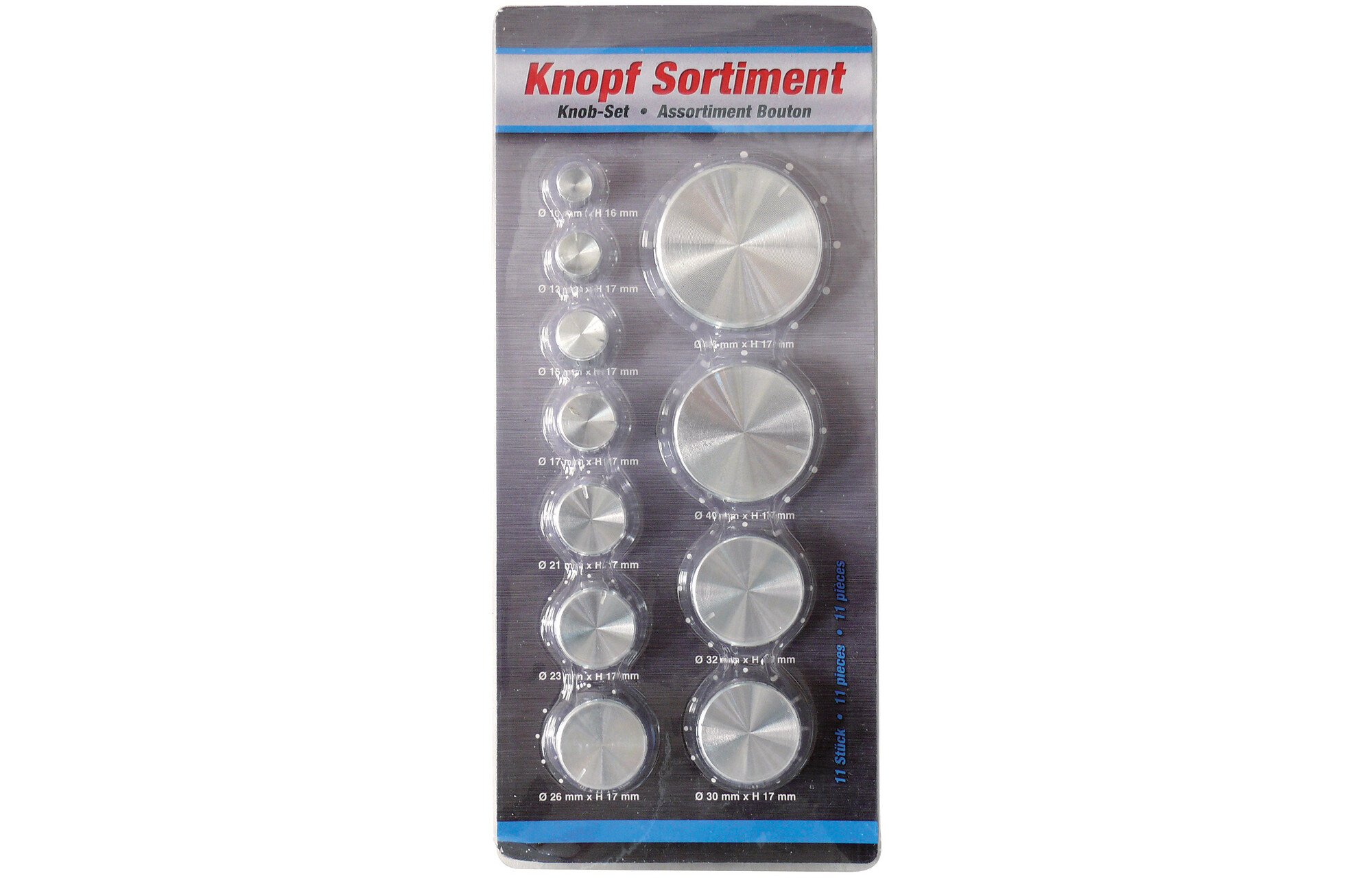 11 darabos gombkészlet ezüst 6 mm tengely